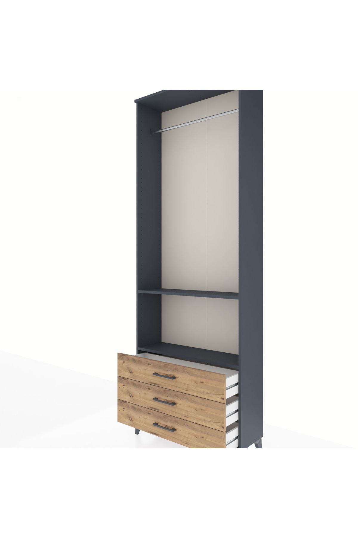 Arges Dolap 2 Raflı 3 Çekmeceli Tek Askılı 88x30x243 - S33M300V6A