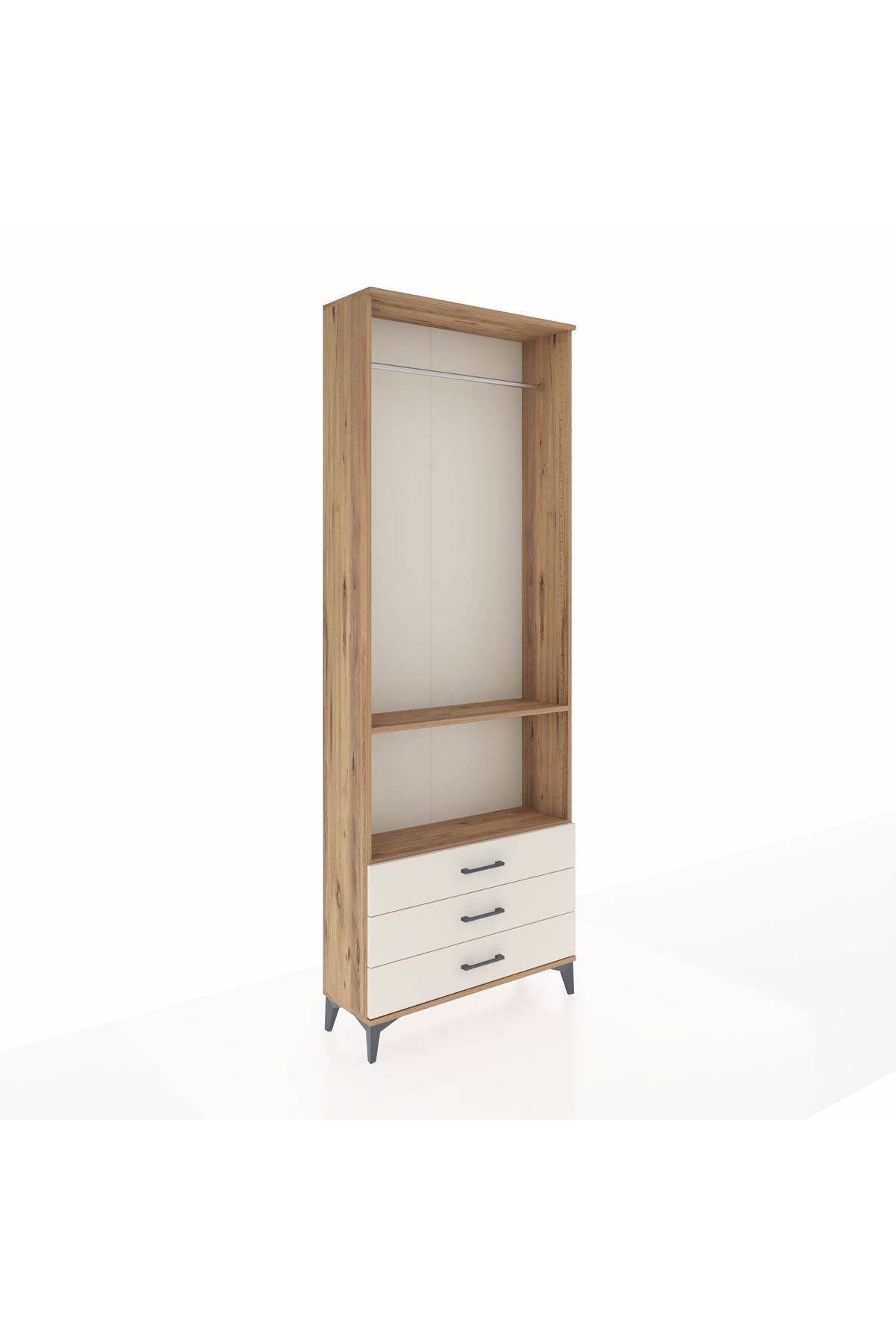 Arges Dolap 2 Raflı 3 Çekmeceli Tek Askılı 88x30x243 - S33M300V7A