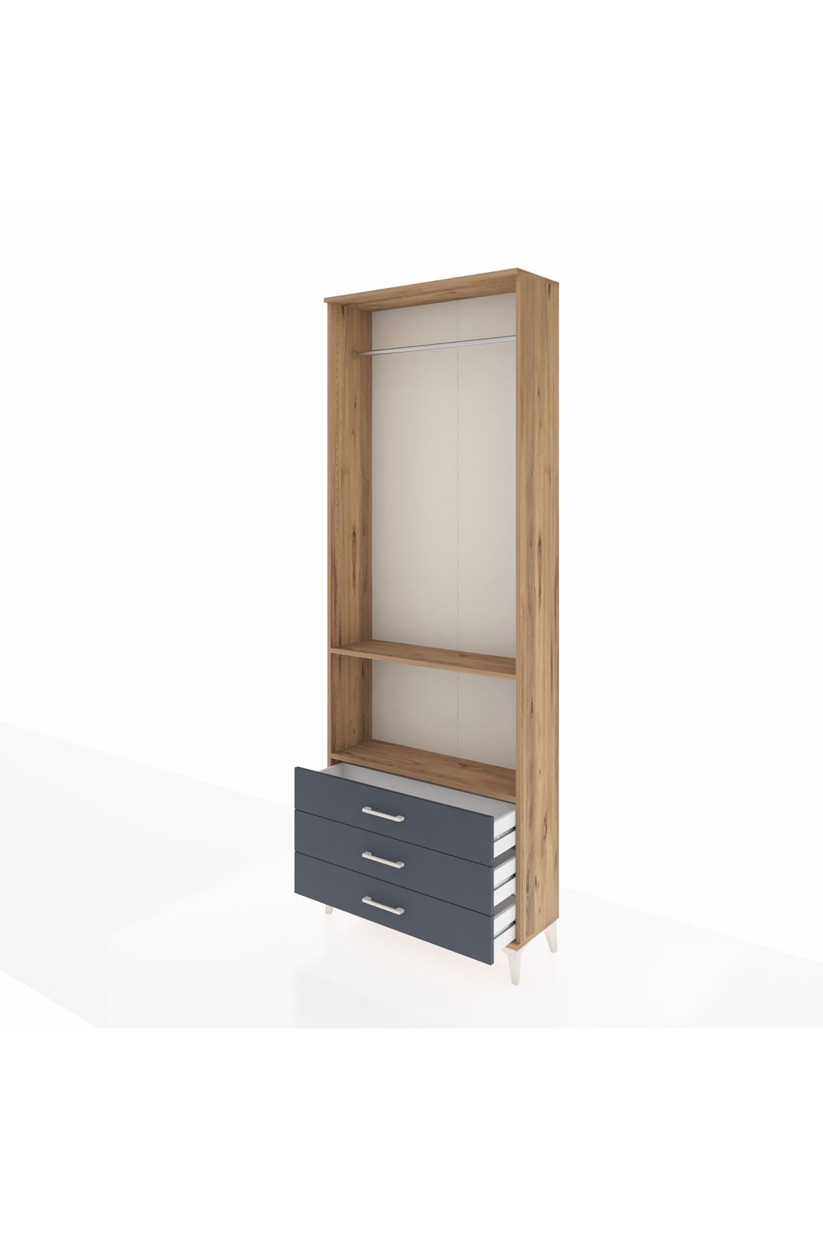 Arges Dolap 2 Raflı 3 Çekmeceli Tek Askılı 88x30x243 - S33M300V8A