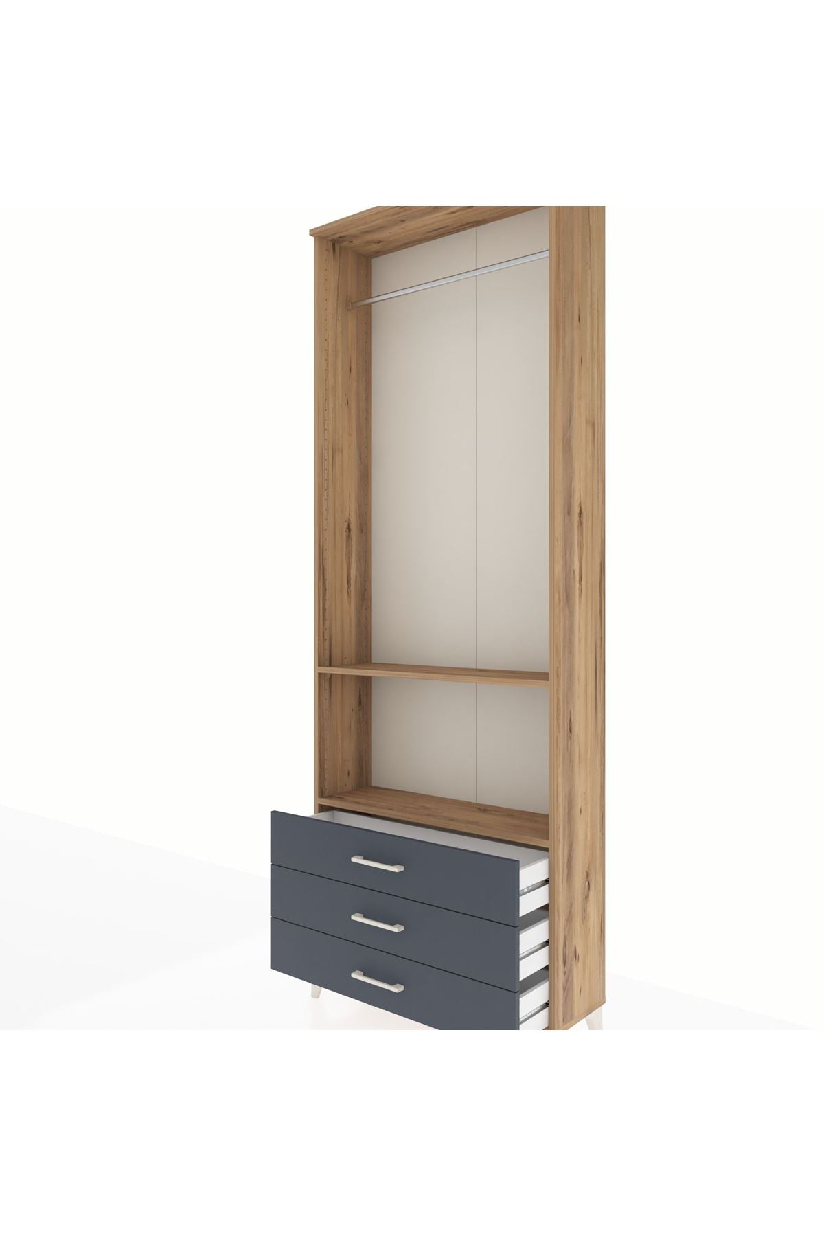 Arges Dolap 2 Raflı 3 Çekmeceli Tek Askılı 88x30x243 - S33M300V8A