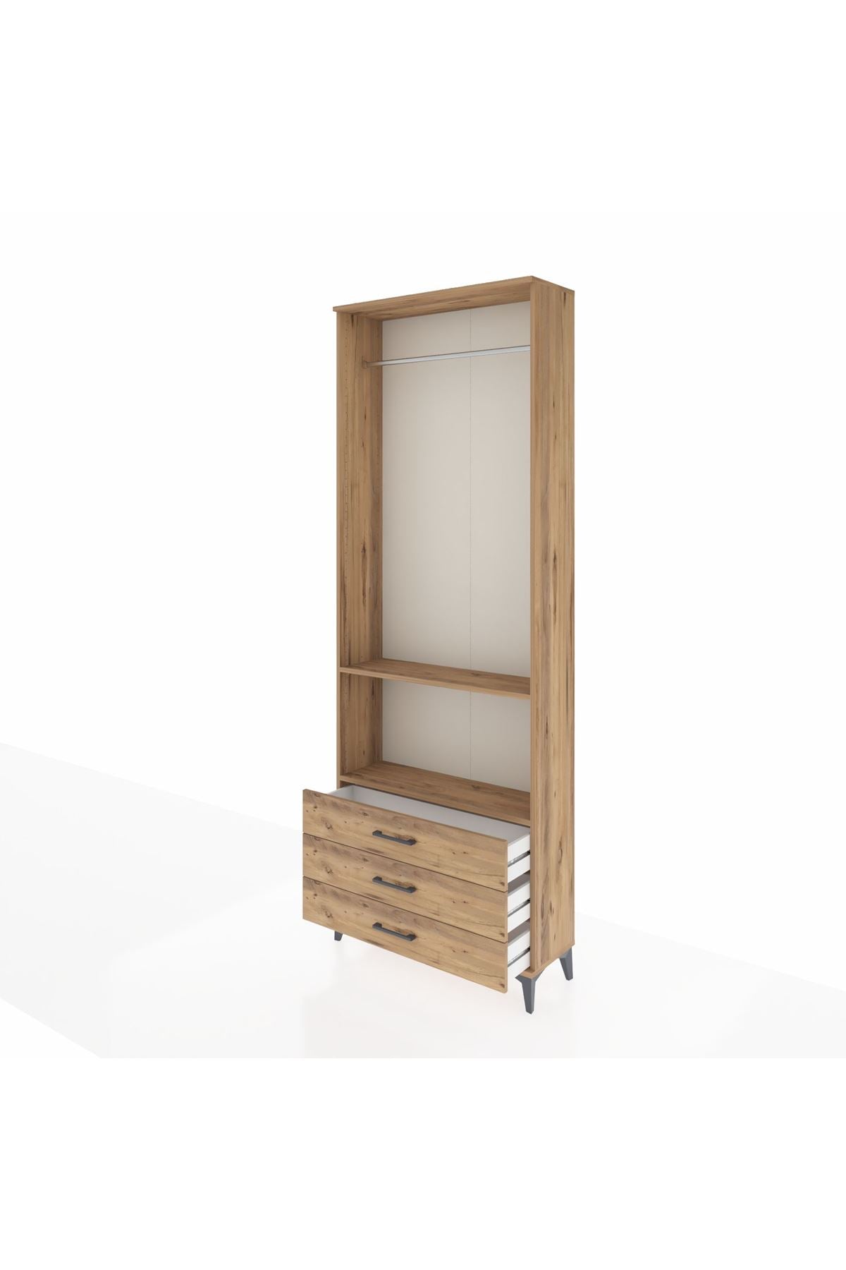 Arges Dolap 2 Raflı 3 Çekmeceli Tek Askılı 88x30x243 - S33M300V9A
