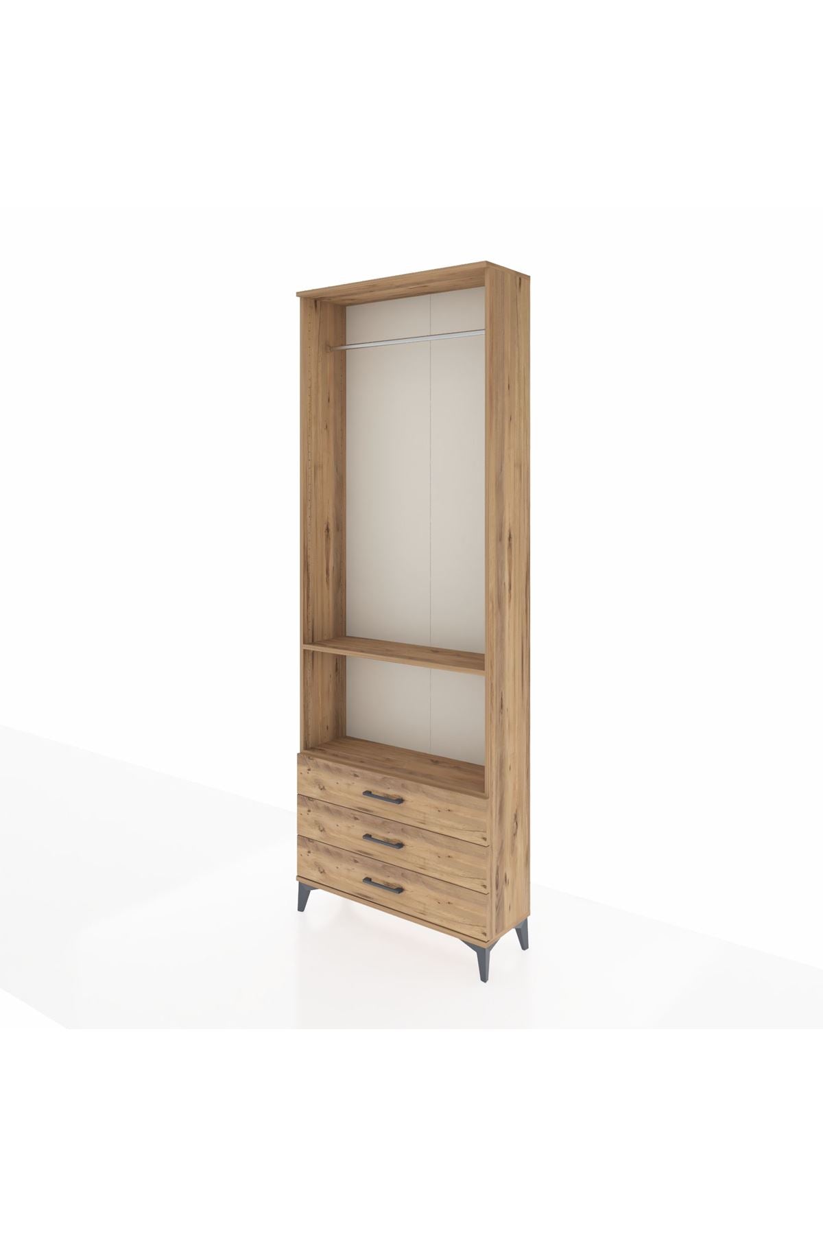 Arges Dolap 2 Raflı 3 Çekmeceli Tek Askılı 88x30x243 - S33M300V9A