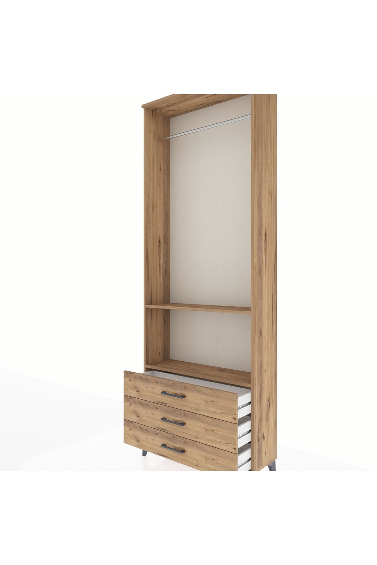 Arges Dolap 2 Raflı 3 Çekmeceli Tek Askılı 88x30x243 - S33M300V9A