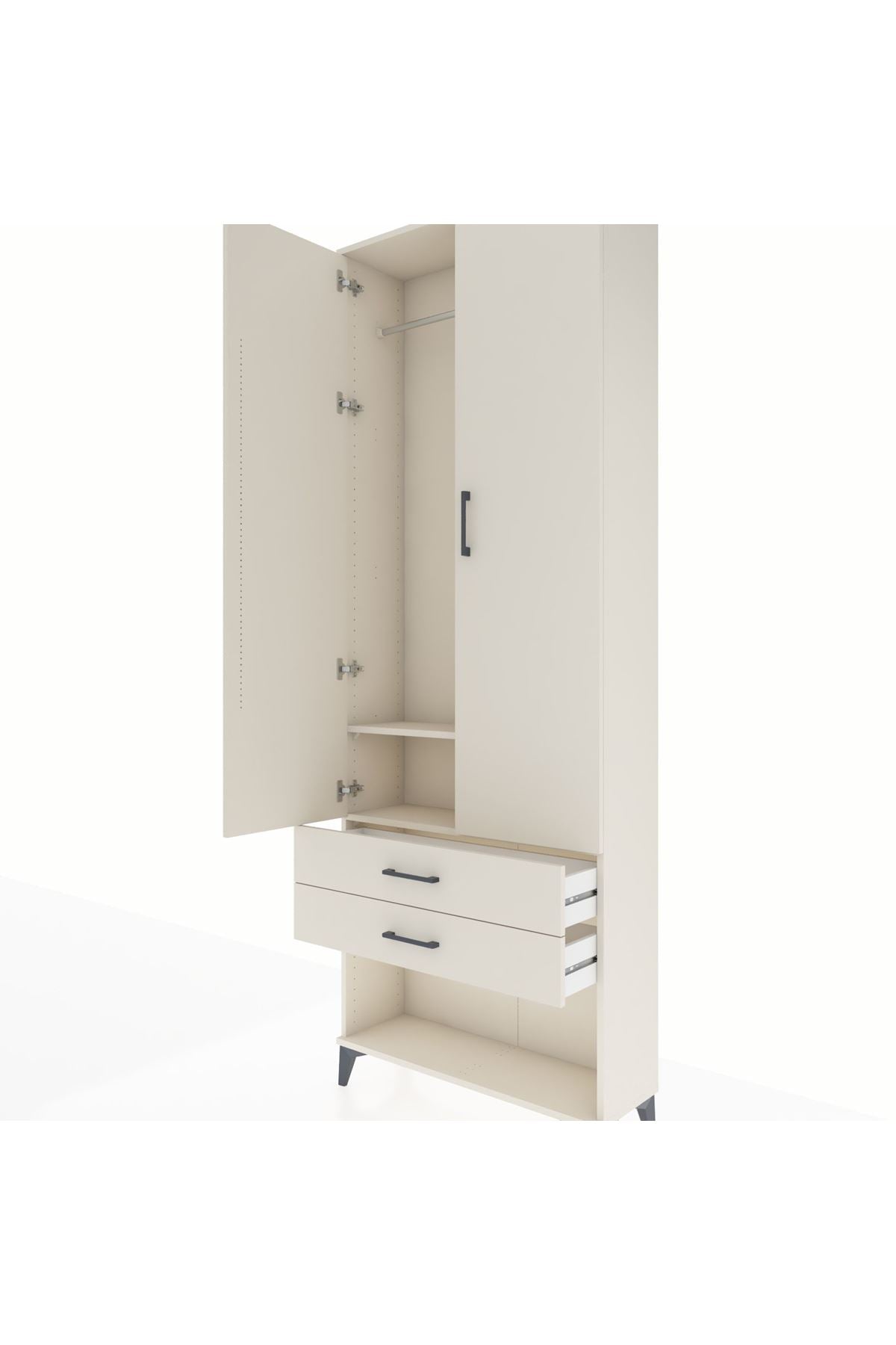 Arges Dolap 2 Raflı 2 Çekmeceli Tek Askılı 88x30x243 - S33M301V1A