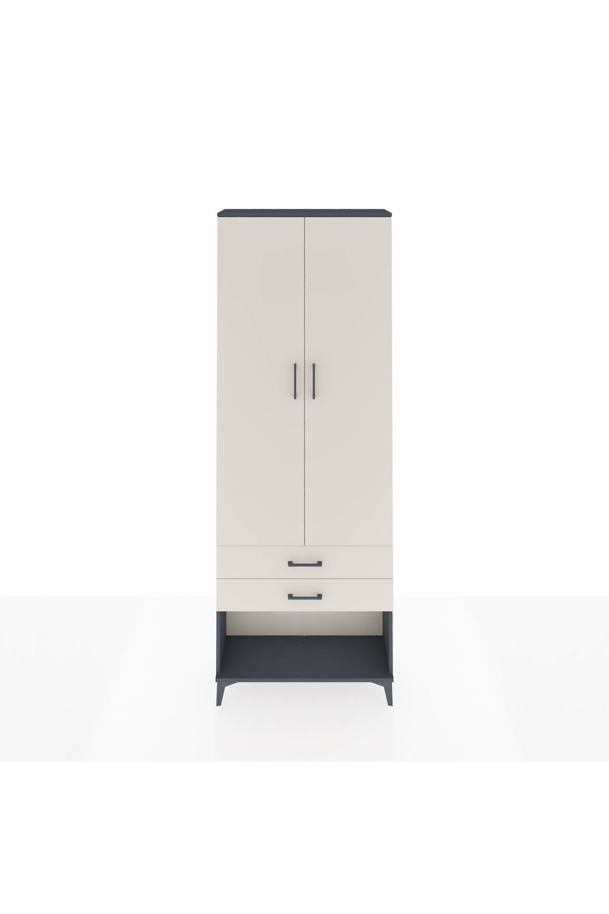 Arges Dolap 2 Raflı 2 Çekmeceli Tek Askılı 88x30x243 - S33M301V4A