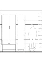 Arges Dolap 2 Raflı 2 Çekmeceli Tek Askılı 88x30x243 - S33M301V5A