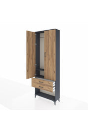 Arges Dolap 2 Raflı 2 Çekmeceli Tek Askılı 88x30x243 - S33M301V6A