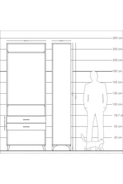 Arges Dolap 2 Raflı 2 Çekmeceli Tek Askılı 88x30x243 - S33M302V6A