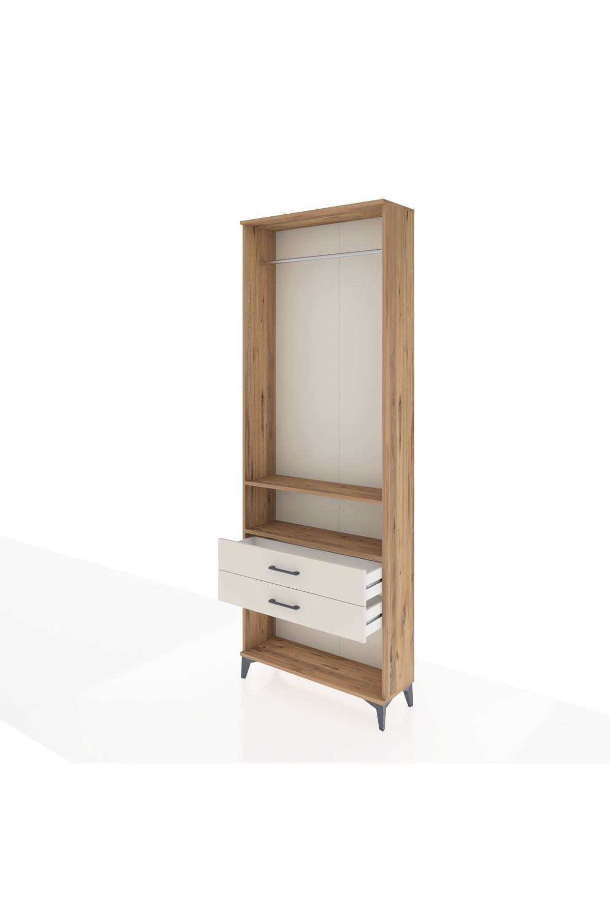 Arges Dolap 2 Raflı 2 Çekmeceli Tek Askılı 88x30x243 - S33M302V7A