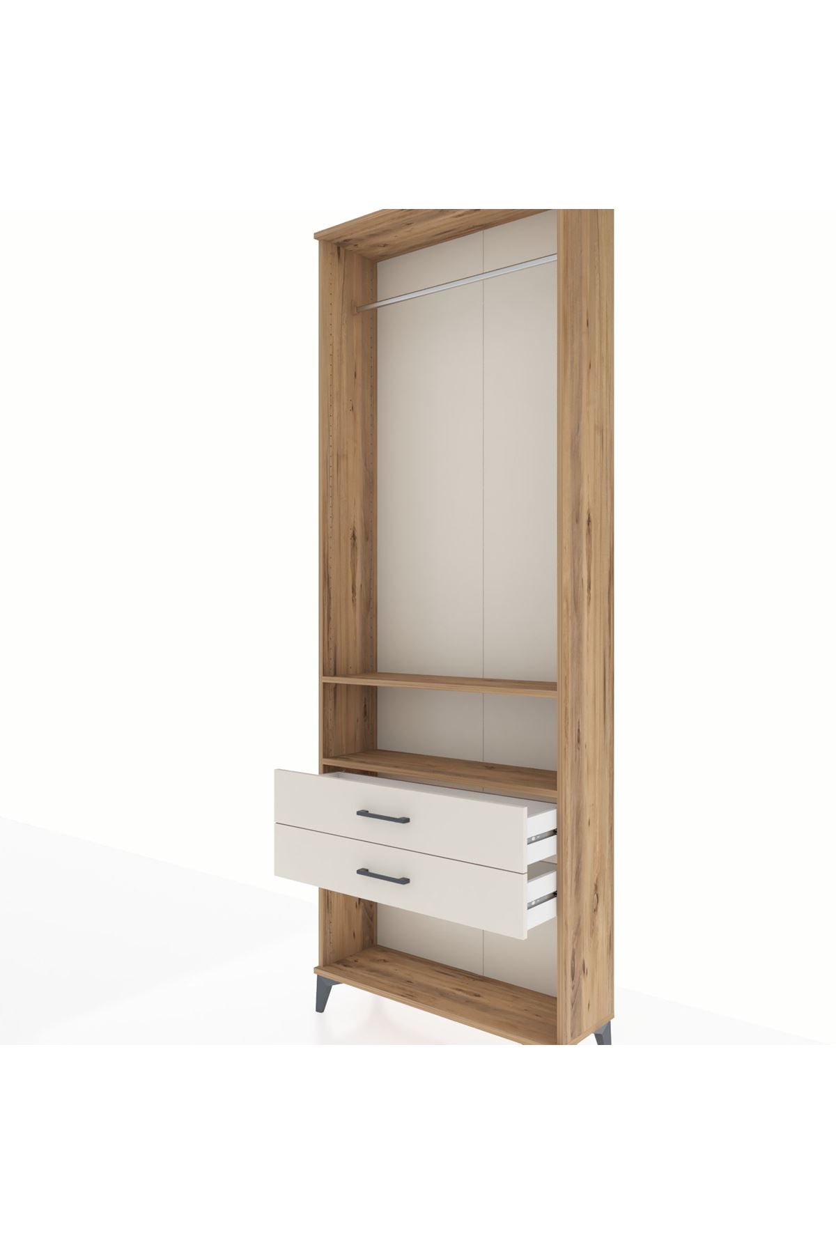 Arges Dolap 2 Raflı 2 Çekmeceli Tek Askılı 88x30x243 - S33M302V7A