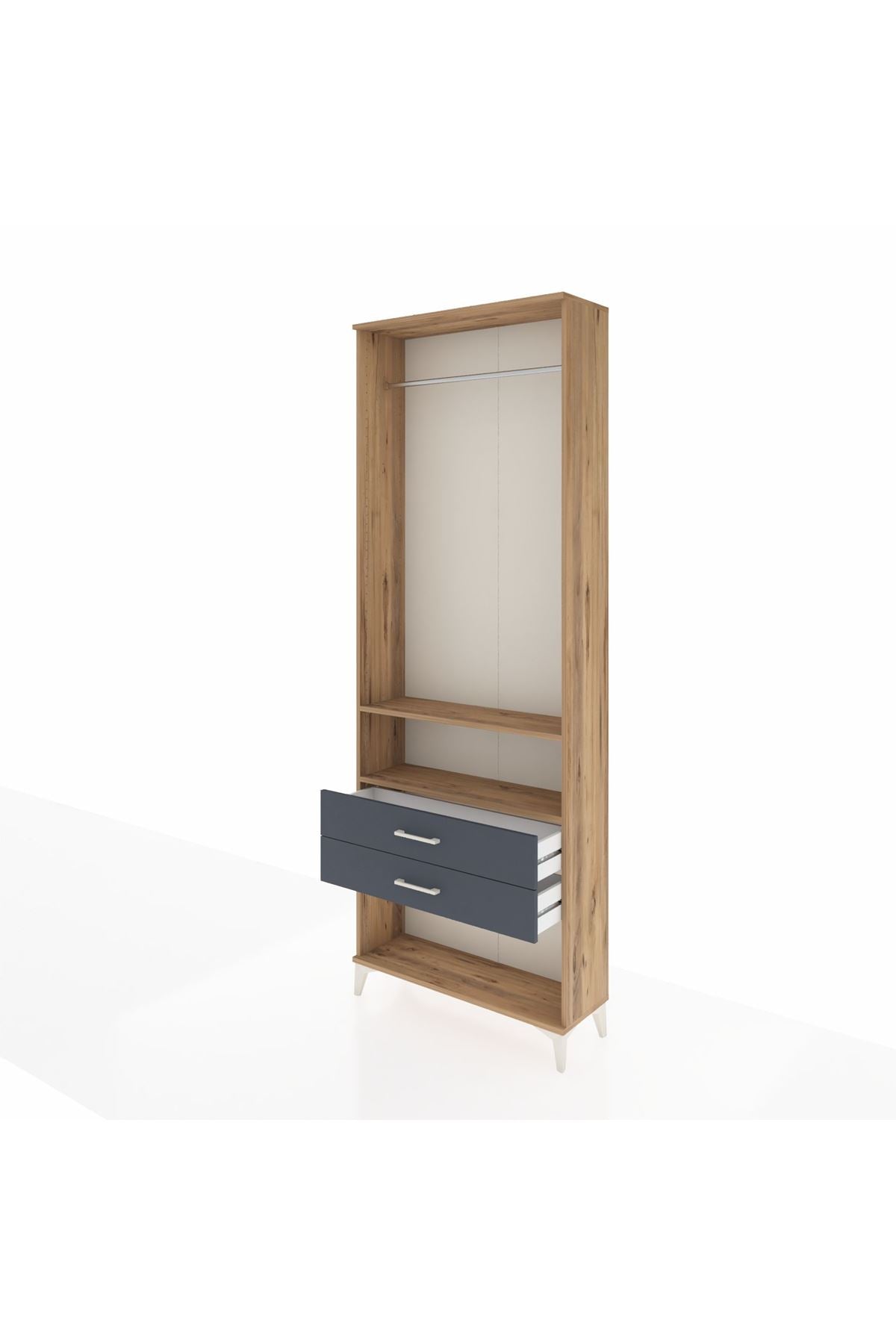 Arges Dolap 2 Raflı 2 Çekmeceli Tek Askılı 88x30x243 - S33M302V8A