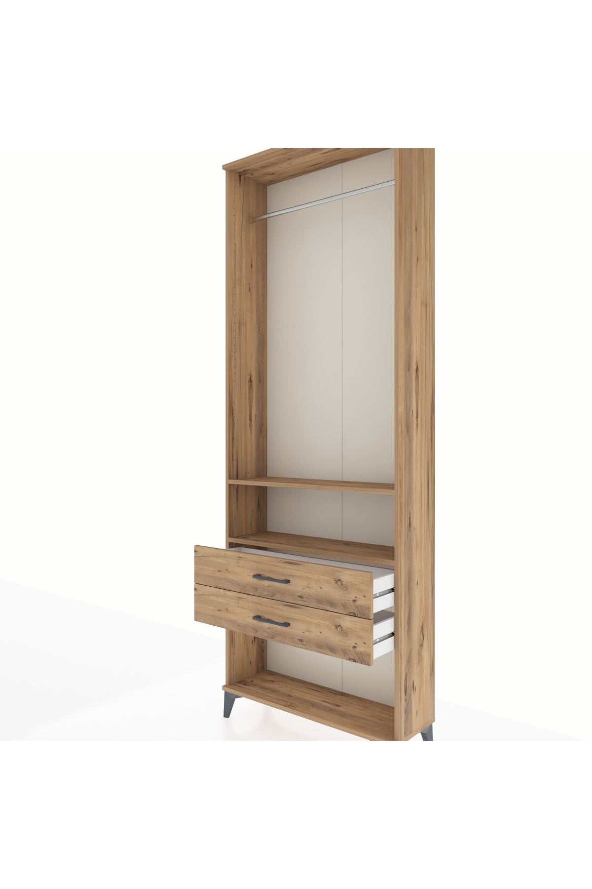 Arges Dolap 2 Raflı 2 Çekmeceli Tek Askılı 88x30x243 - S33M302V9A