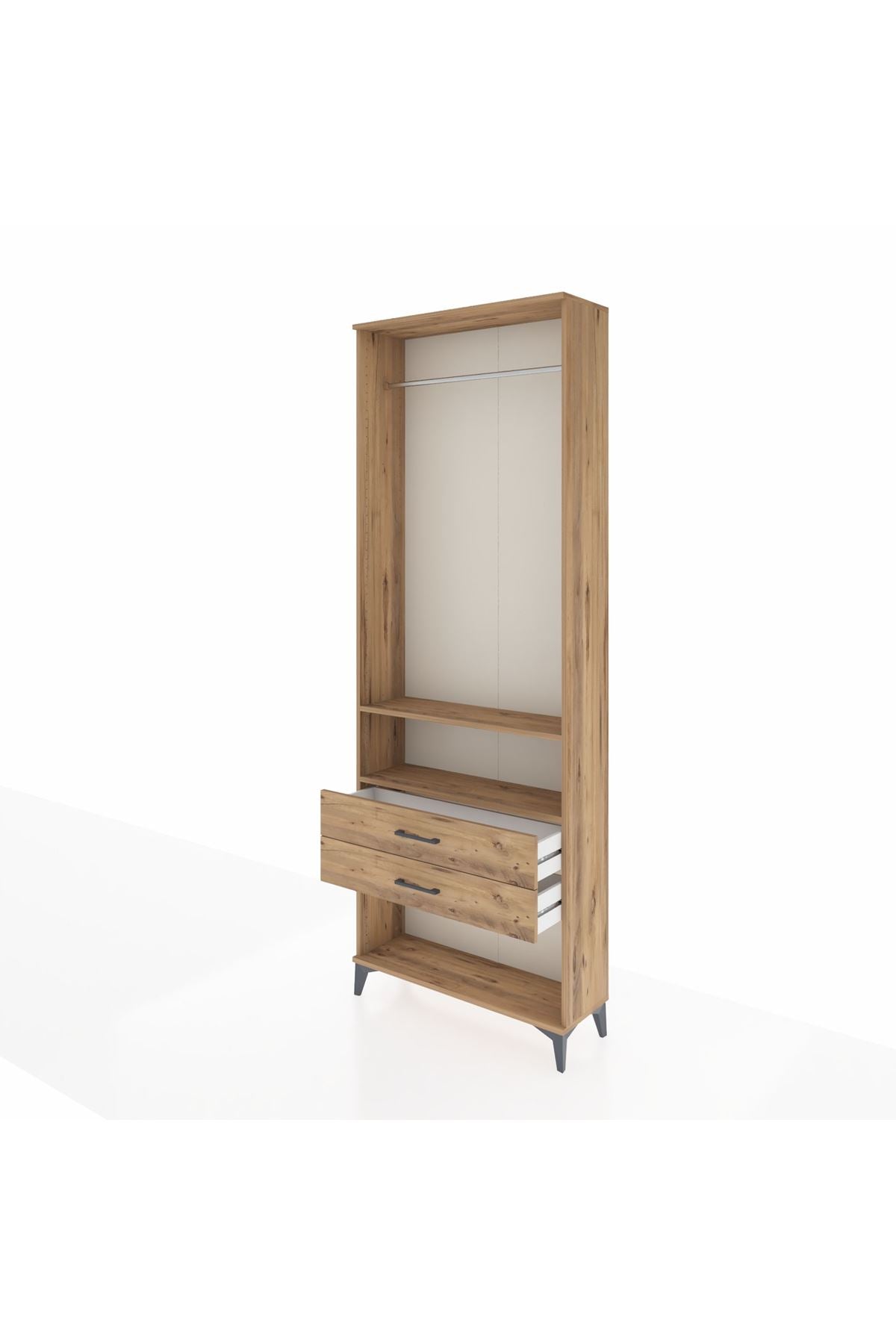 Arges Dolap 2 Raflı 2 Çekmeceli Tek Askılı 88x30x243 - S33M302V9A