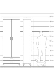 Arges Dolap 2 Raflı 2 Çekmeceli Tek Askılı 88x30x243 - S33M303V1A