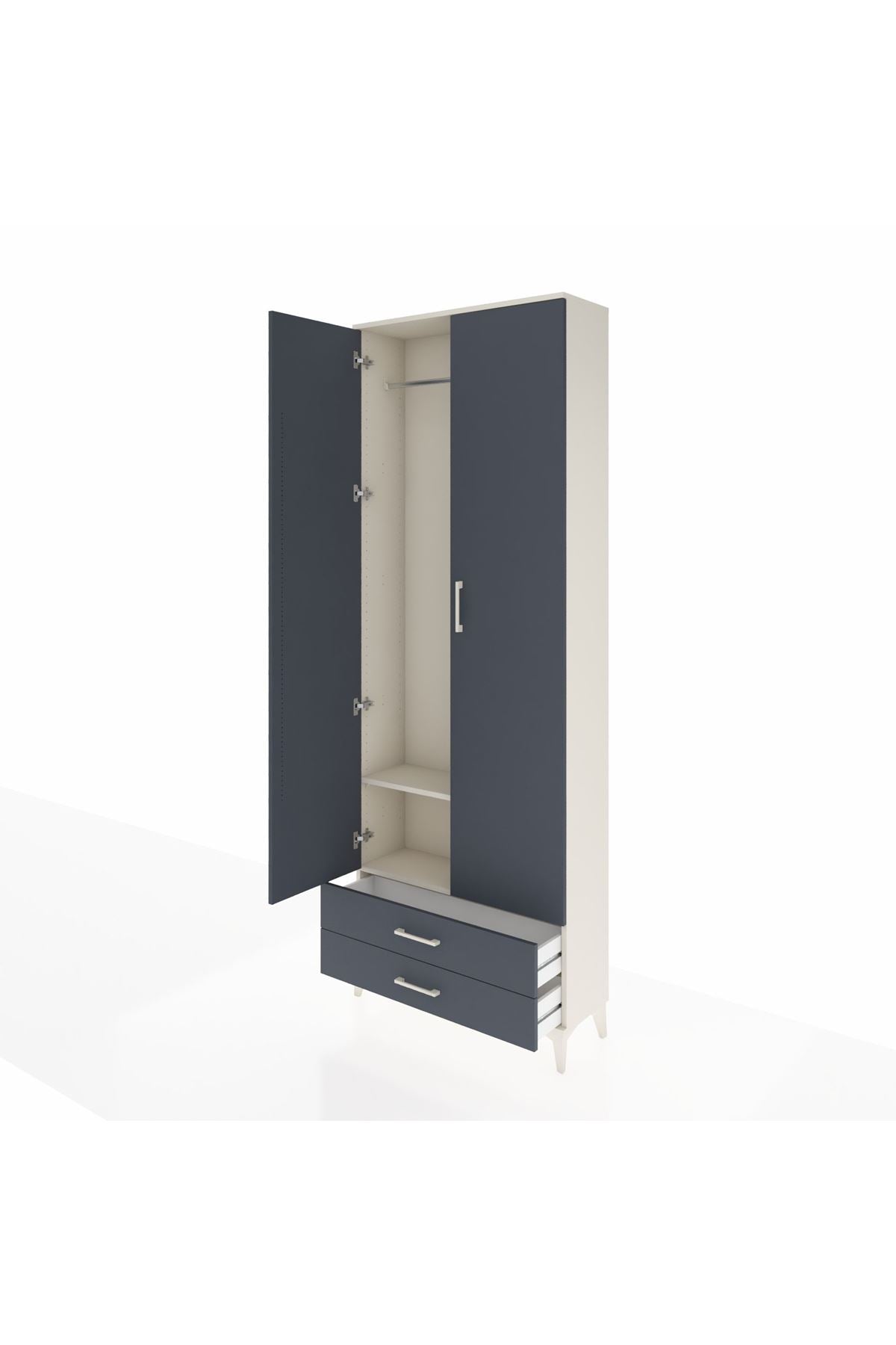 Arges Dolap 2 Raflı 2 Çekmeceli Tek Askılı 88x30x243 - S33M303V2A