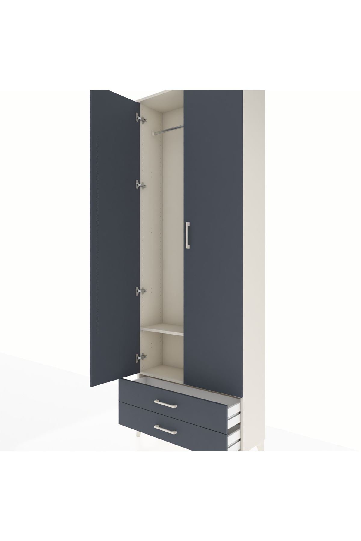 Arges Dolap 2 Raflı 2 Çekmeceli Tek Askılı 88x30x243 - S33M303V2A