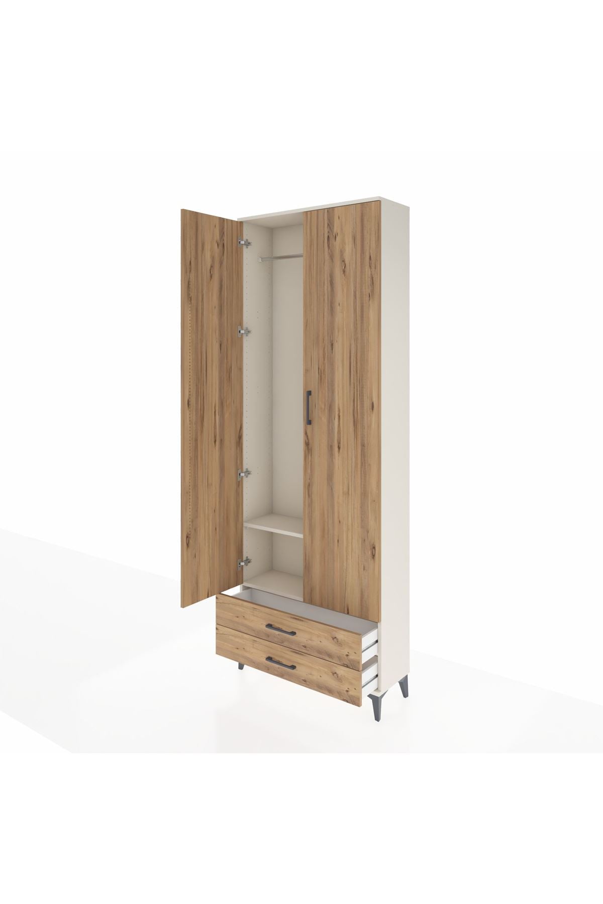 Arges Dolap 2 Raflı 2 Çekmeceli Tek Askılı 88x30x243 - S33M303V3A