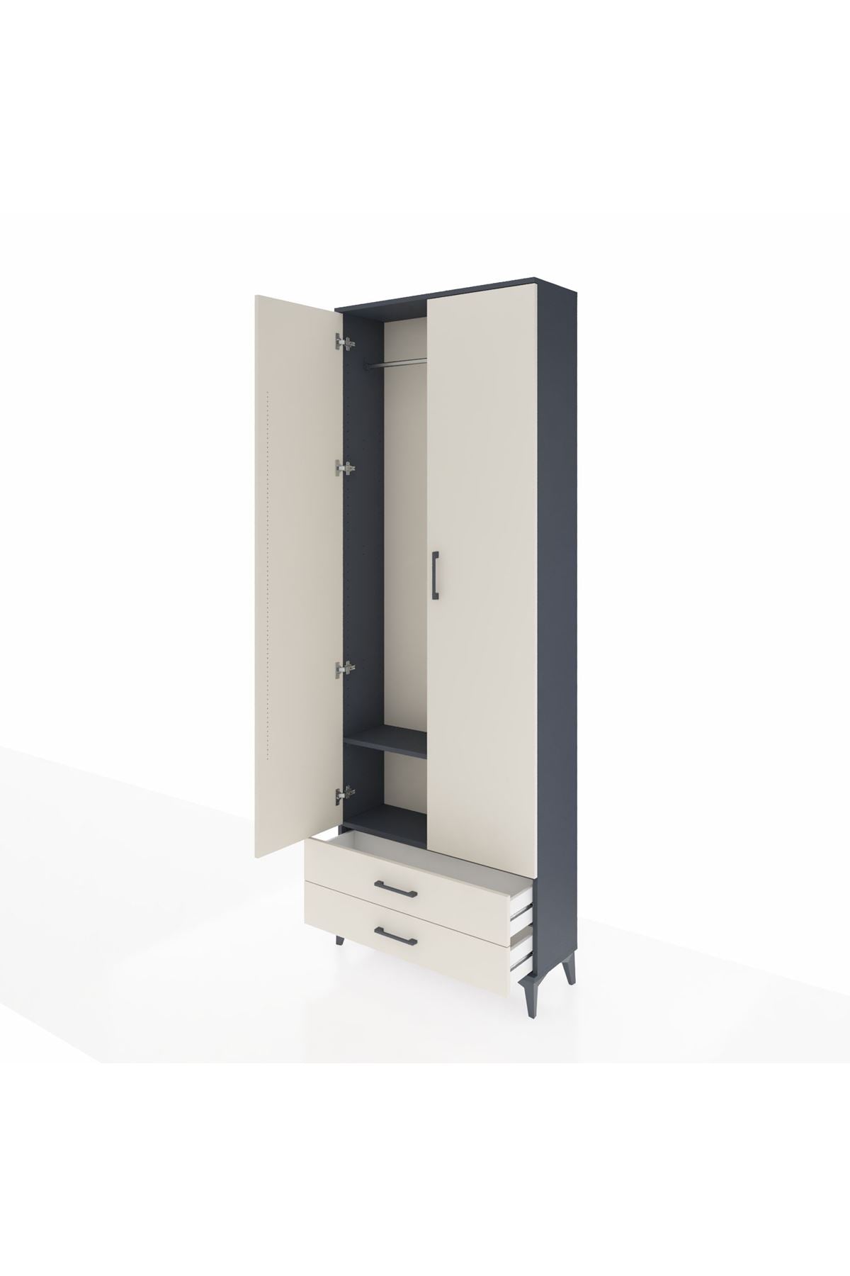 Arges Dolap 2 Raflı 2 Çekmeceli Tek Askılı 88x30x243 - S33M303V4A
