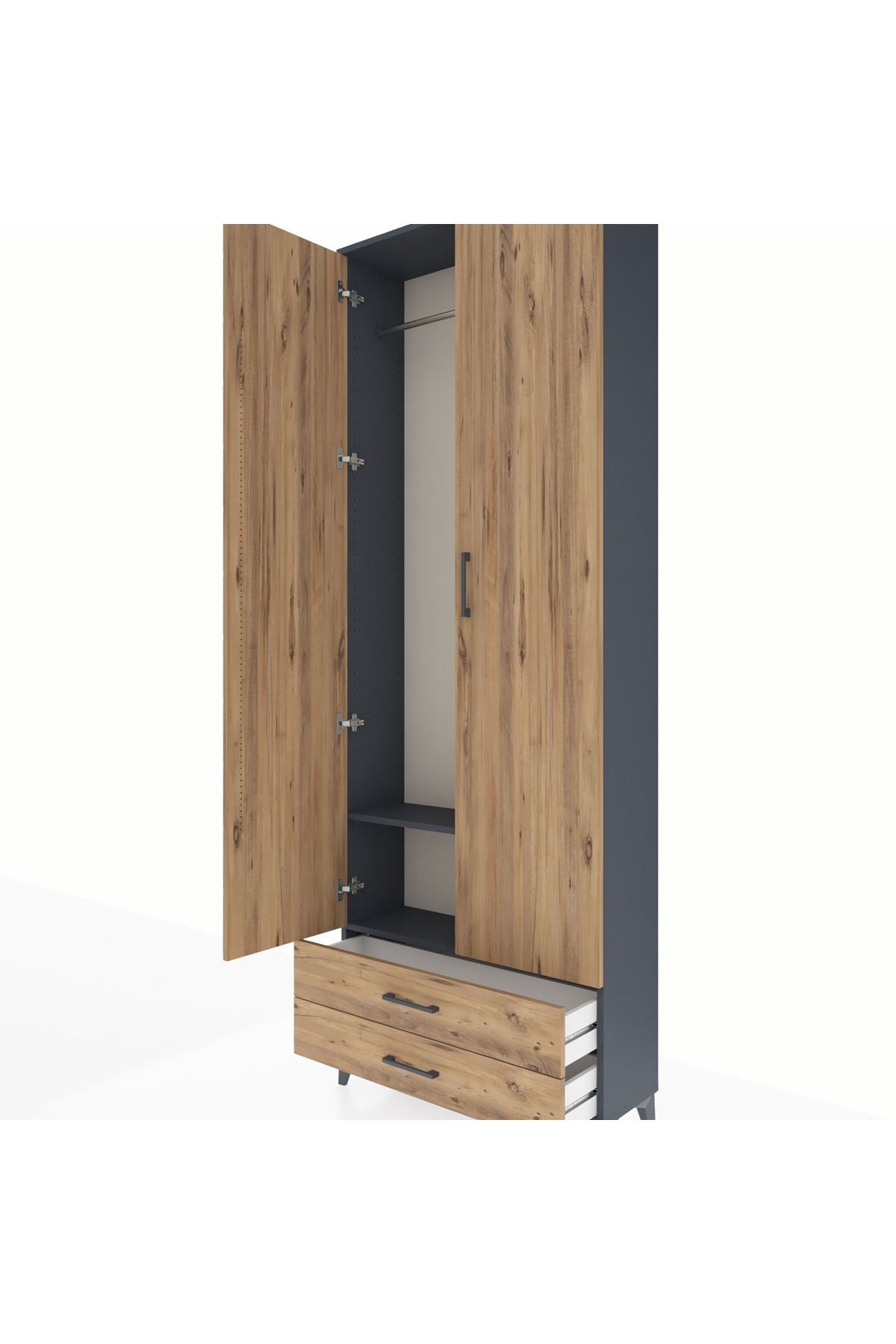 Arges Dolap 2 Raflı 2 Çekmeceli Tek Askılı 88x30x243 - S33M303V6A