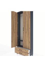Arges Dolap 2 Raflı 2 Çekmeceli Tek Askılı 88x30x243 - S33M303V6A