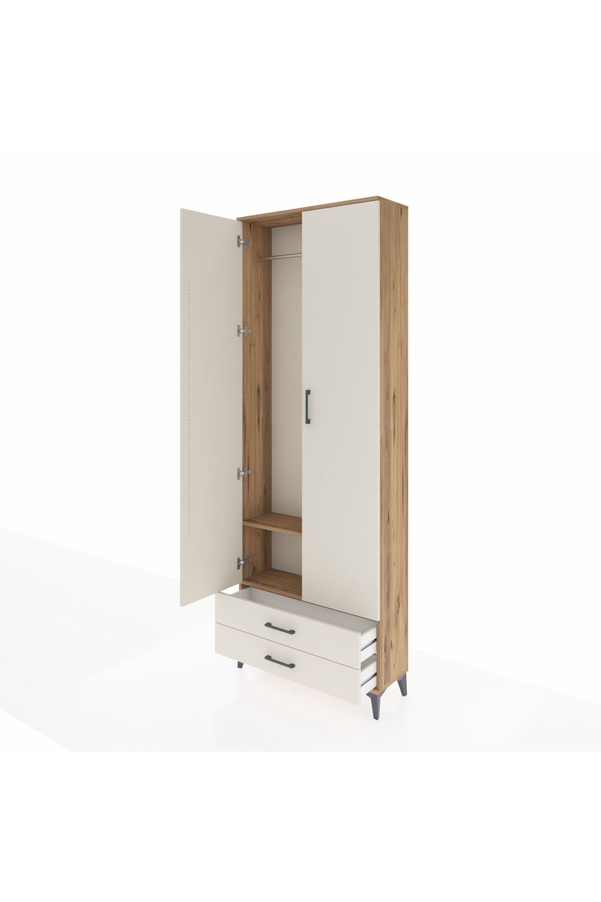 Arges Dolap 2 Raflı 2 Çekmeceli Tek Askılı 88x30x243 - S33M303V7A