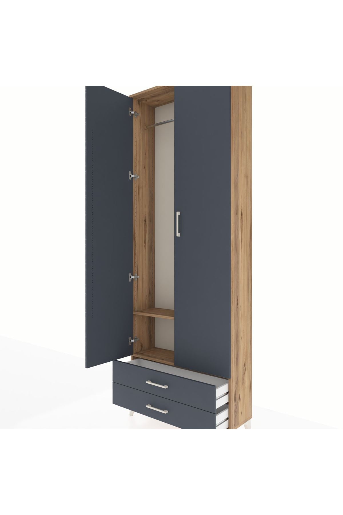 Arges Dolap 2 Raflı 2 Çekmeceli Tek Askılı 88x30x243 - S33M303V8A