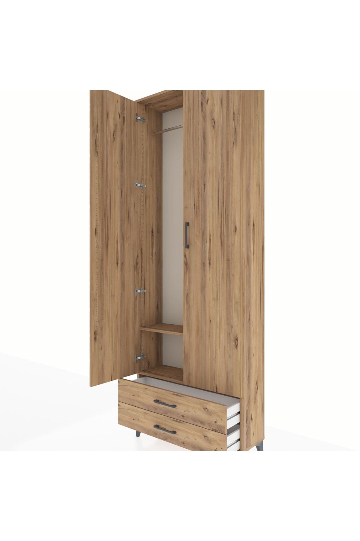 Arges Dolap 2 Raflı 2 Çekmeceli Tek Askılı 88x30x243 - S33M303V9A