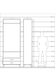 Arges Dolap 2 Raflı 2 Çekmeceli Tek Askılı 88x30x243 - S33M304V2A