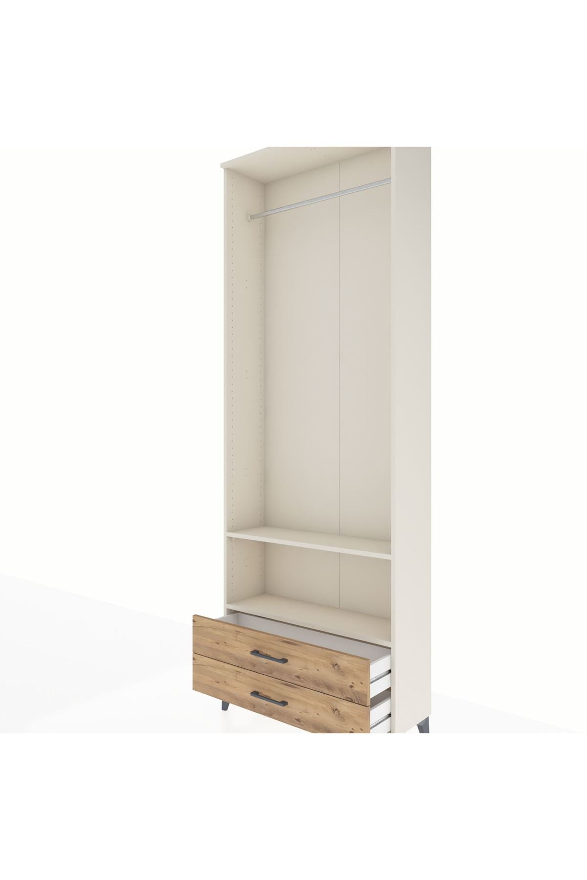 Arges Dolap 2 Raflı 2 Çekmeceli Tek Askılı 88x30x243 - S33M304V3A
