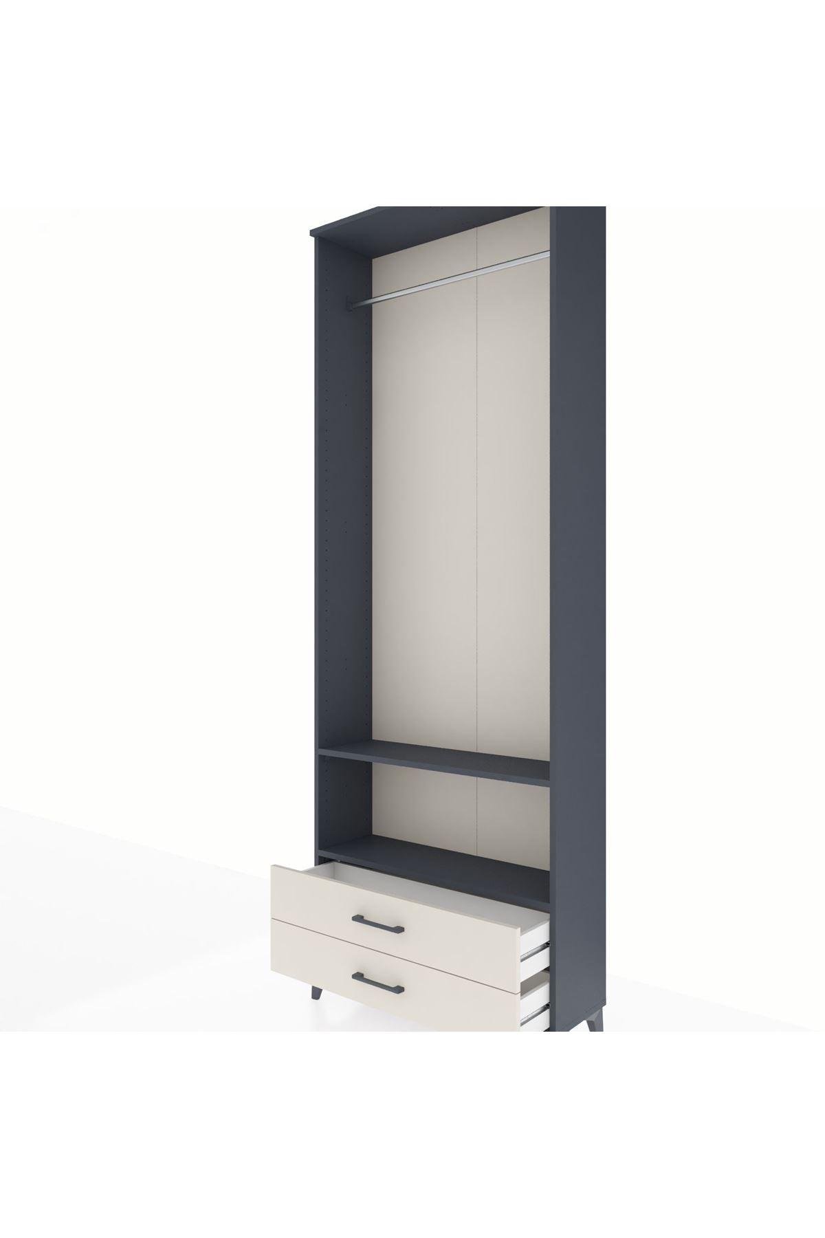 Arges Dolap 2 Raflı 2 Çekmeceli Tek Askılı 88x30x243 - S33M304V4A