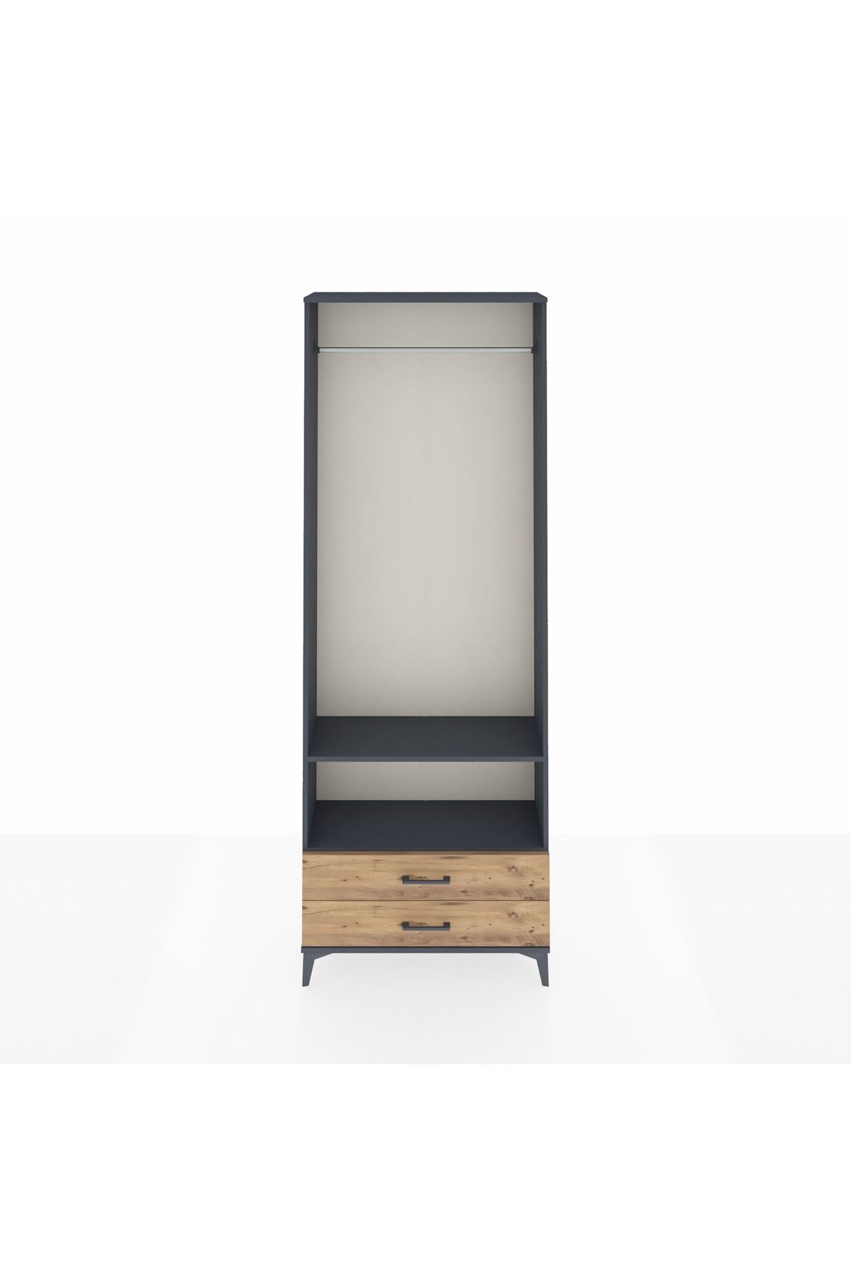 Arges Dolap 2 Raflı 2 Çekmeceli Tek Askılı 88x30x243 - S33M304V6A