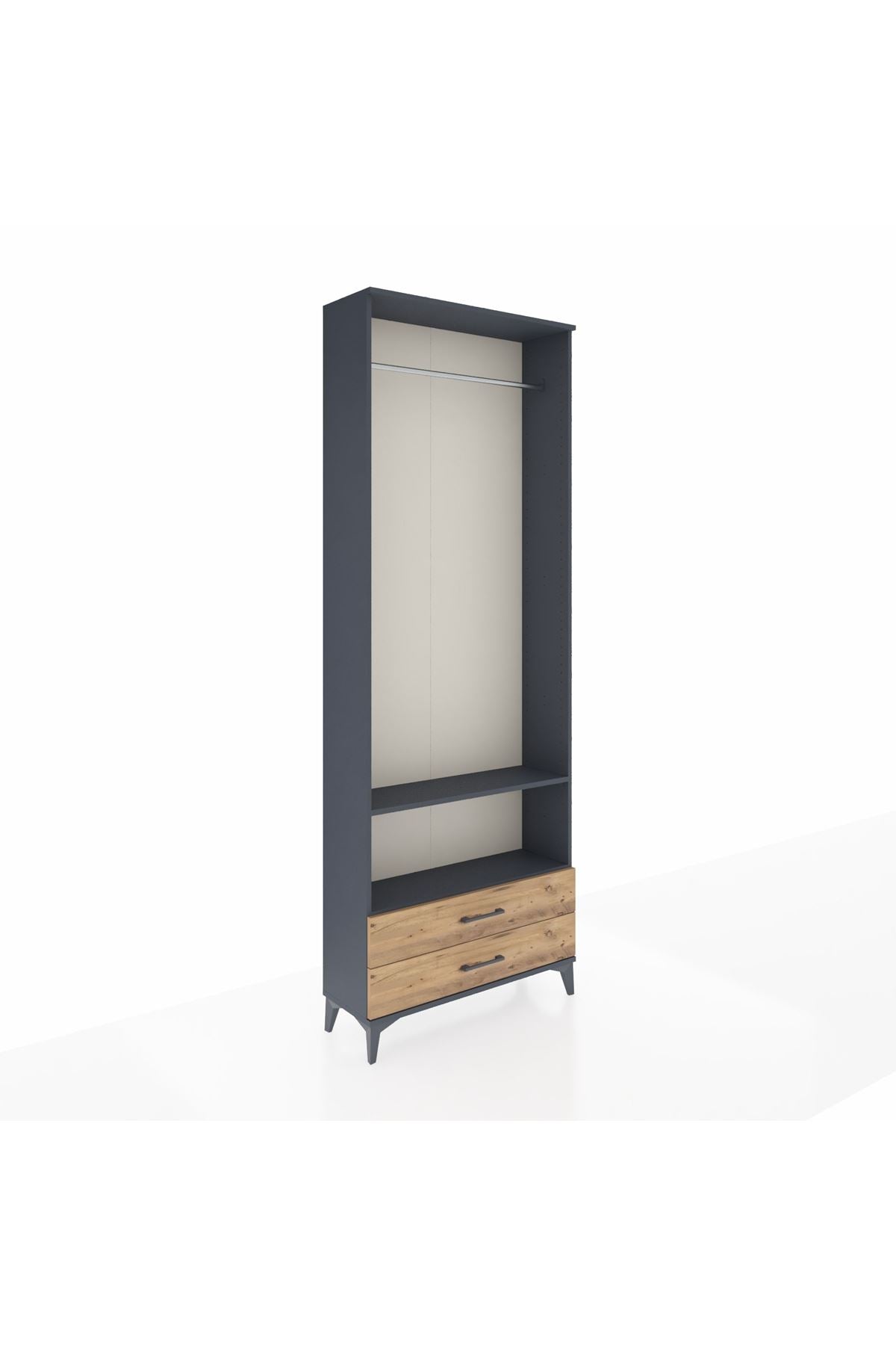 Arges Dolap 2 Raflı 2 Çekmeceli Tek Askılı 88x30x243 - S33M304V6A