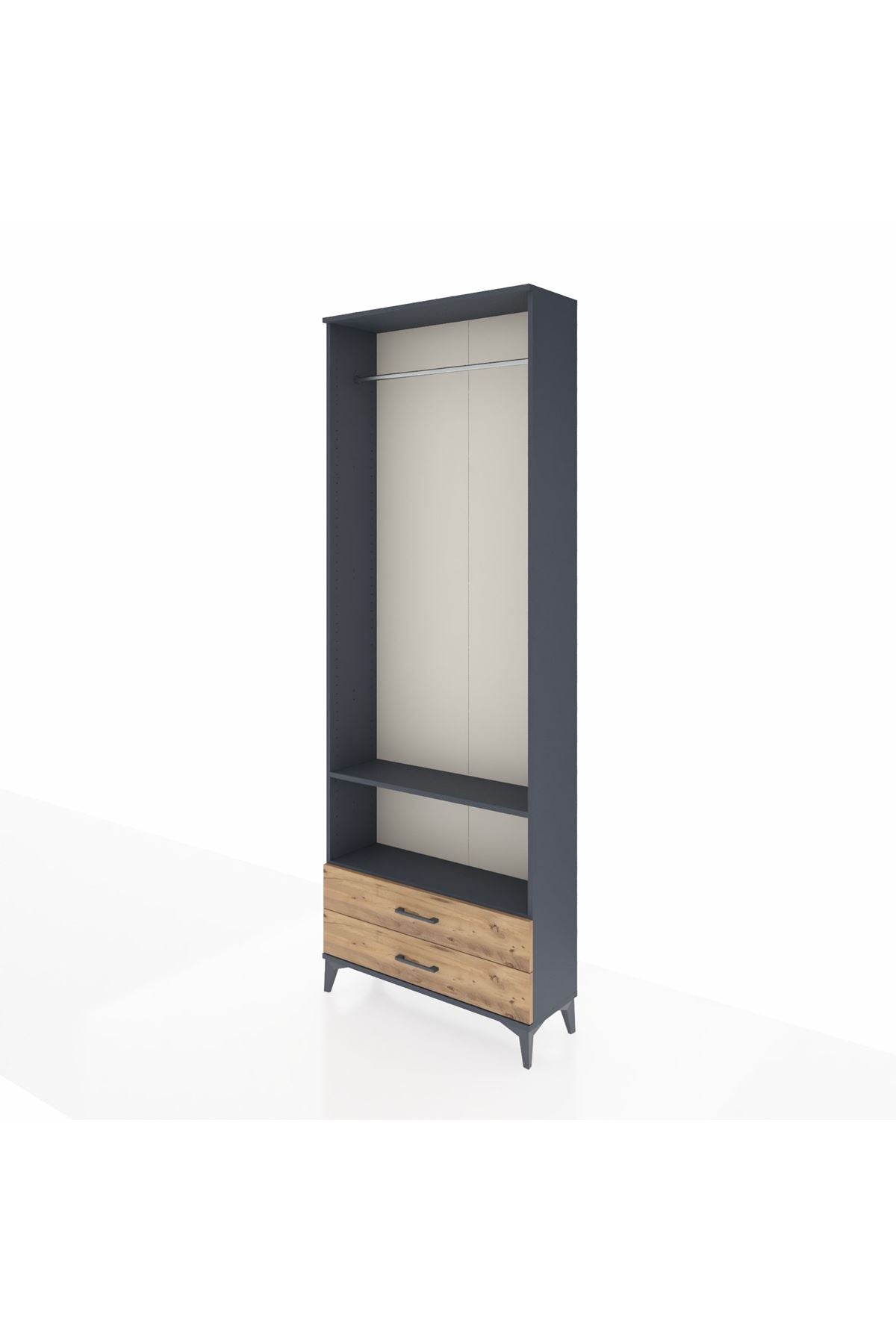 Arges Dolap 2 Raflı 2 Çekmeceli Tek Askılı 88x30x243 - S33M304V6A
