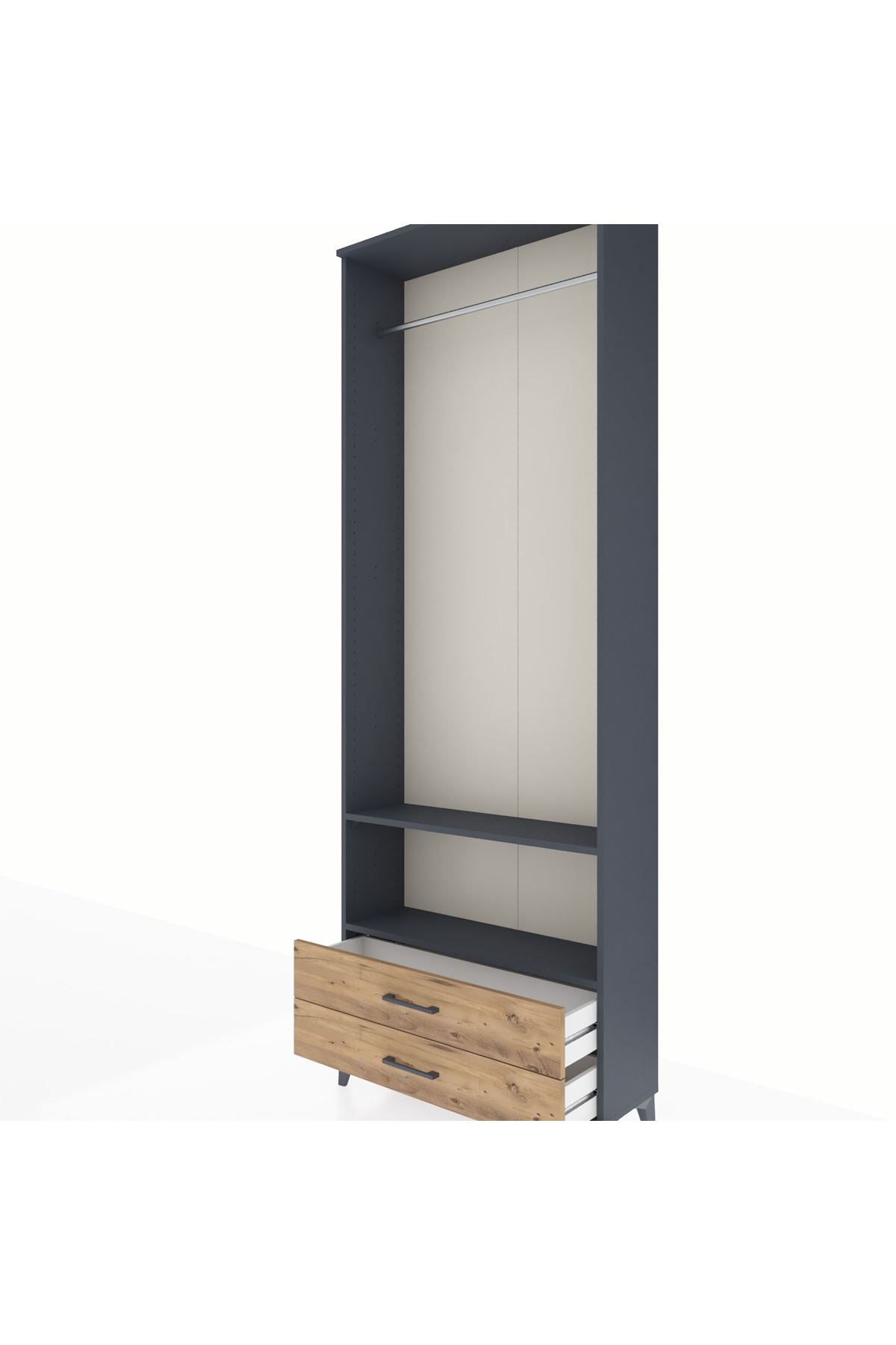 Arges Dolap 2 Raflı 2 Çekmeceli Tek Askılı 88x30x243 - S33M304V6A