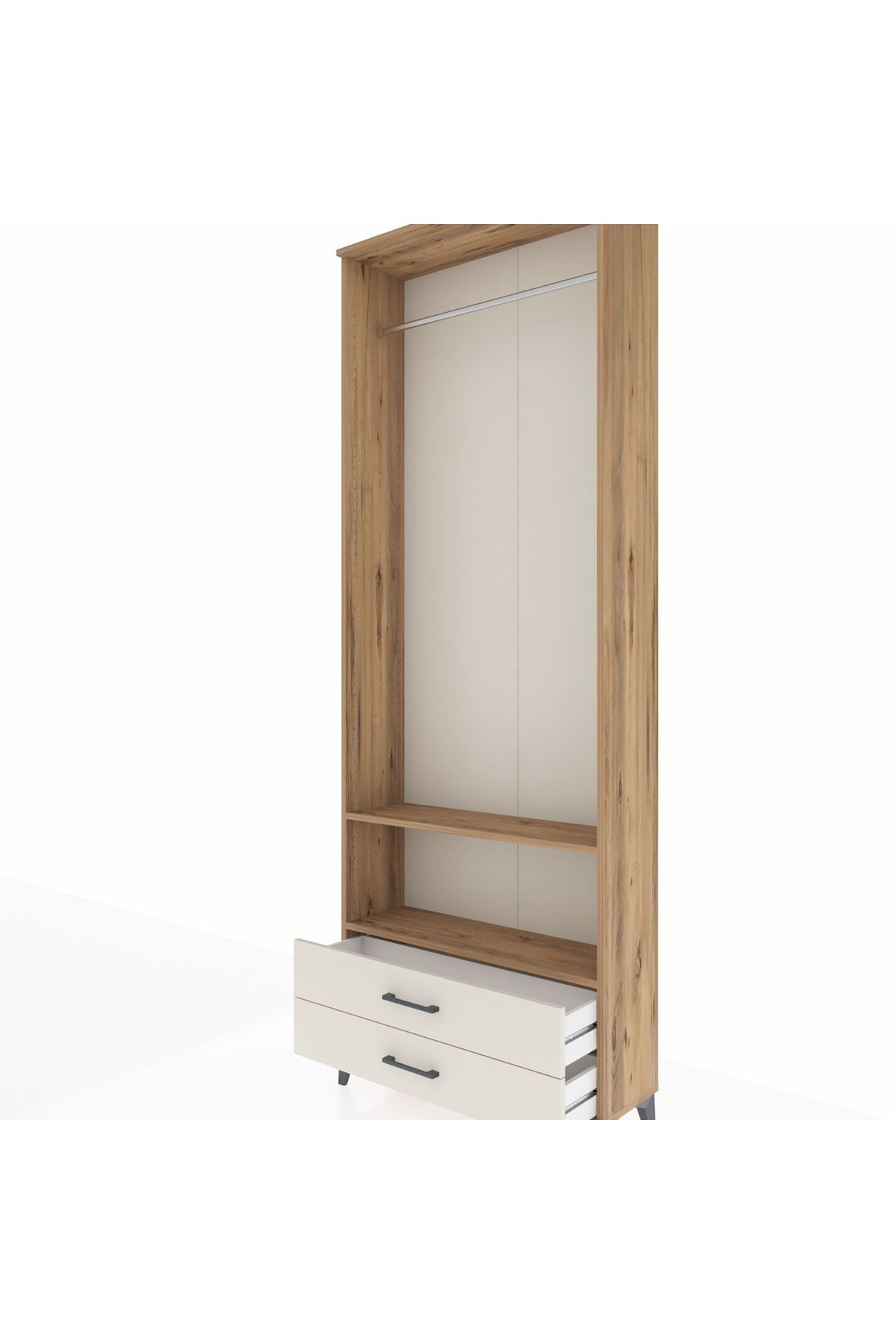 Arges Dolap 2 Raflı 2 Çekmeceli Tek Askılı 88x30x243 - S33M304V7A