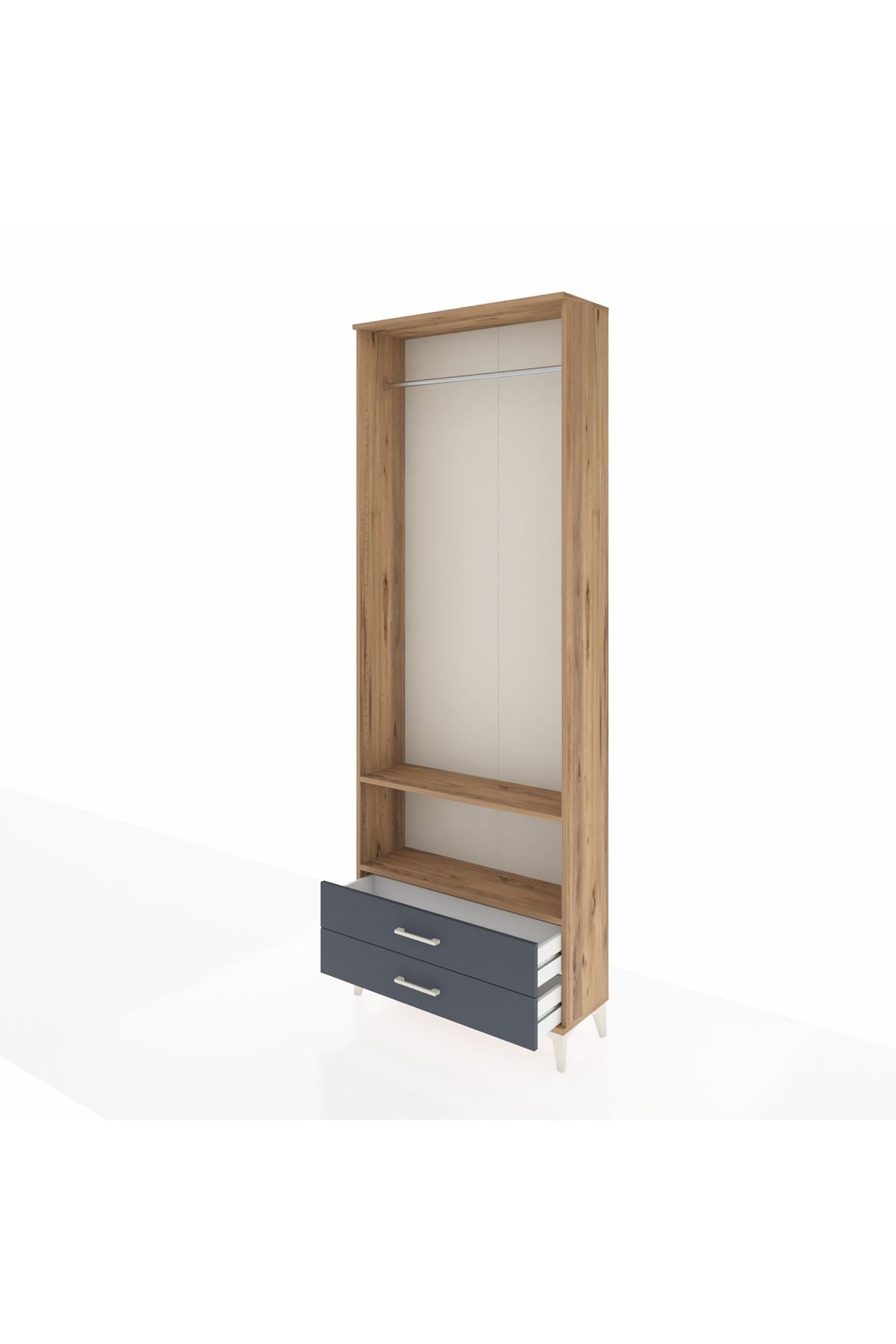 Arges Dolap 2 Raflı 2 Çekmeceli Tek Askılı 88x30x243 - S33M304V8A