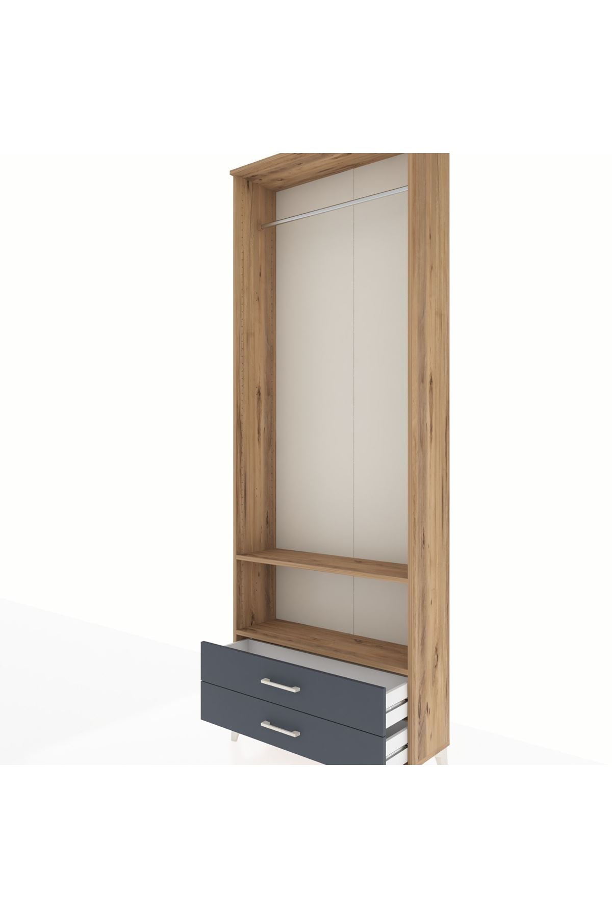 Arges Dolap 2 Raflı 2 Çekmeceli Tek Askılı 88x30x243 - S33M304V8A