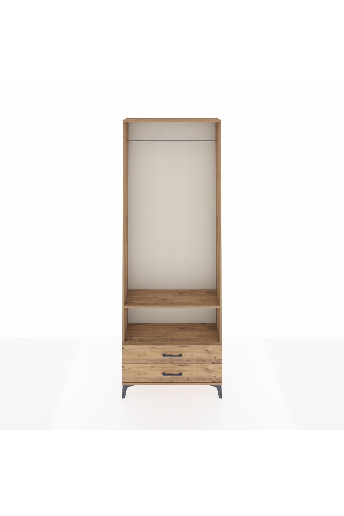 Arges Dolap 2 Raflı 2 Çekmeceli Tek Askılı 88x30x243 - S33M304V9A