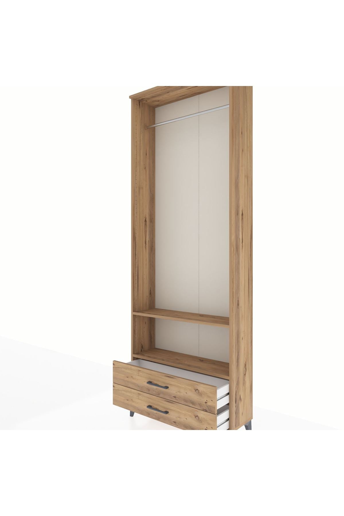 Arges Dolap 2 Raflı 2 Çekmeceli Tek Askılı 88x30x243 - S33M304V9A