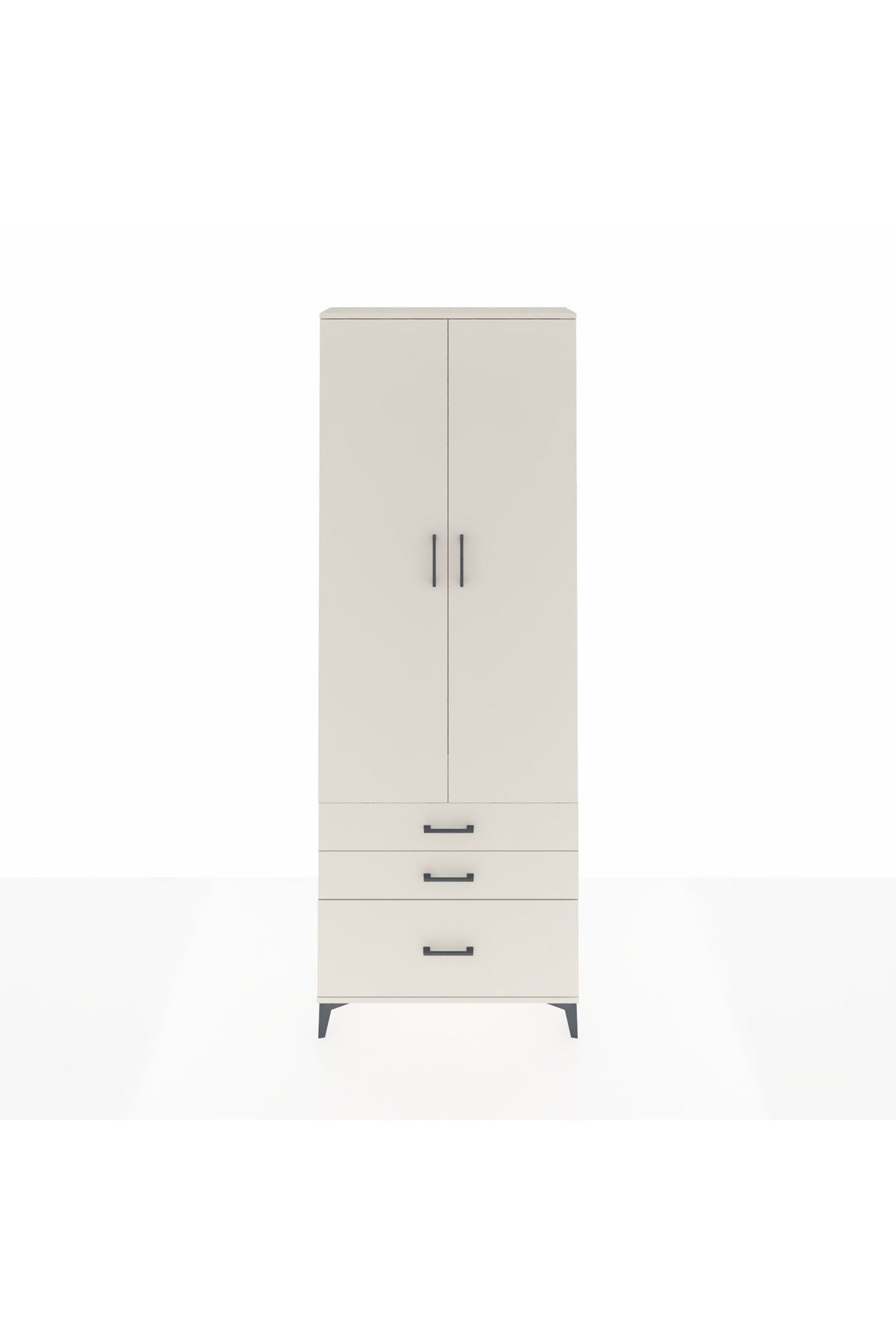 Arges Dolap Tek Raflı 3 Çekmeceli Tek Askılı 88x30x243 - S33M305V1A
