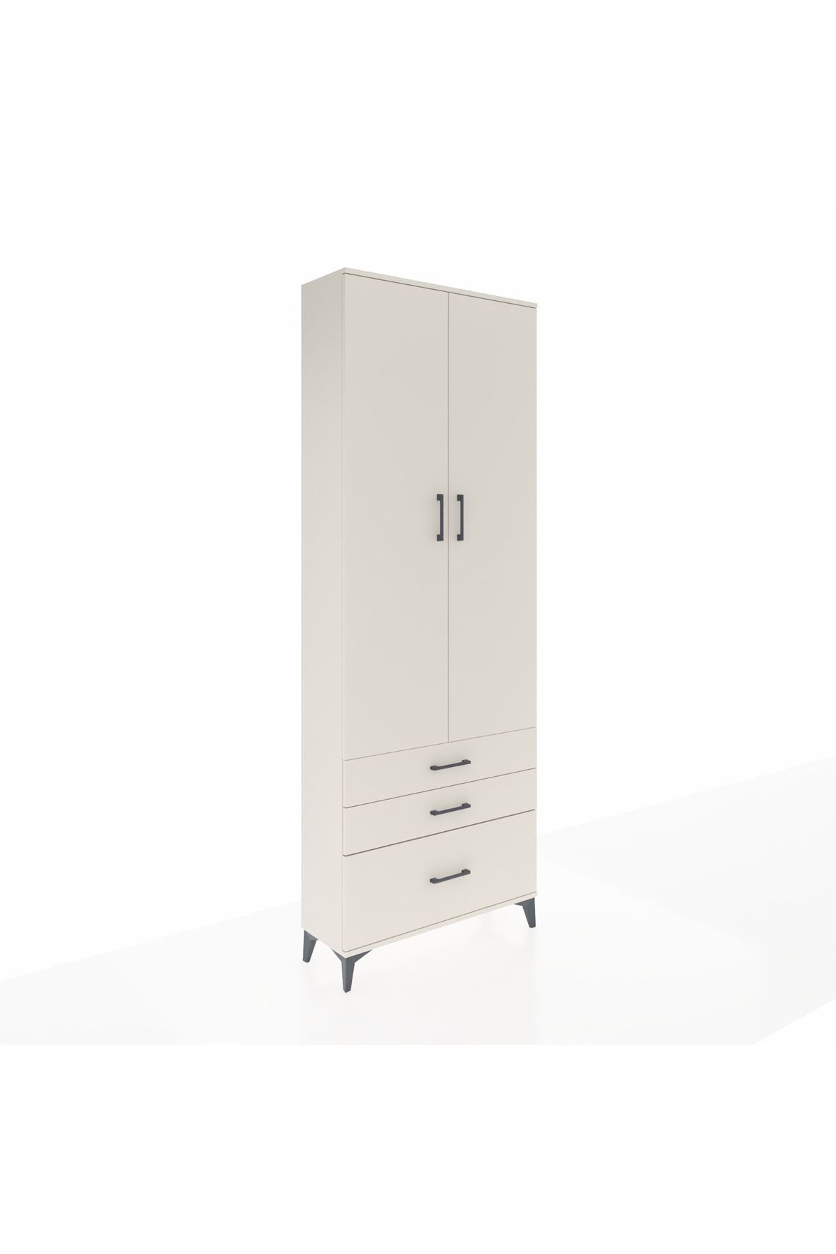 Arges Dolap Tek Raflı 3 Çekmeceli Tek Askılı 88x30x243 - S33M305V1A