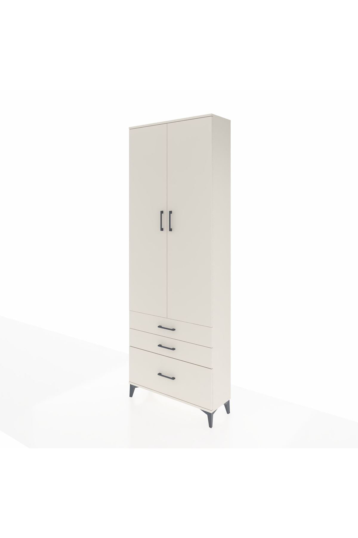 Arges Dolap Tek Raflı 3 Çekmeceli Tek Askılı 88x30x243 - S33M305V1A
