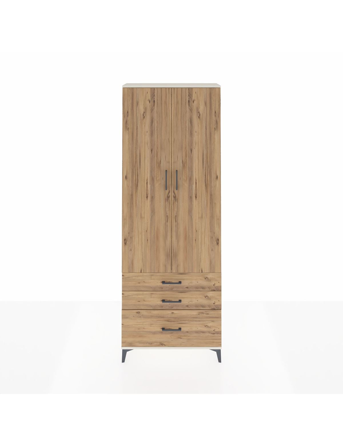 Arges Dolap Tek Raflı 3 Çekmeceli Tek Askılı 88x30x243 - S33M305V3A