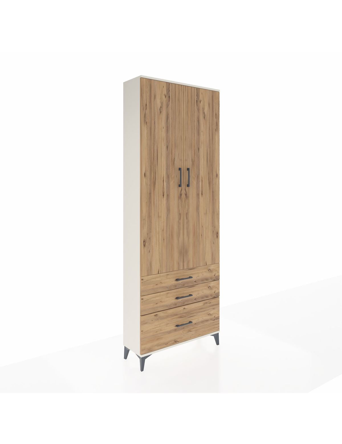Arges Dolap Tek Raflı 3 Çekmeceli Tek Askılı 88x30x243 - S33M305V3A