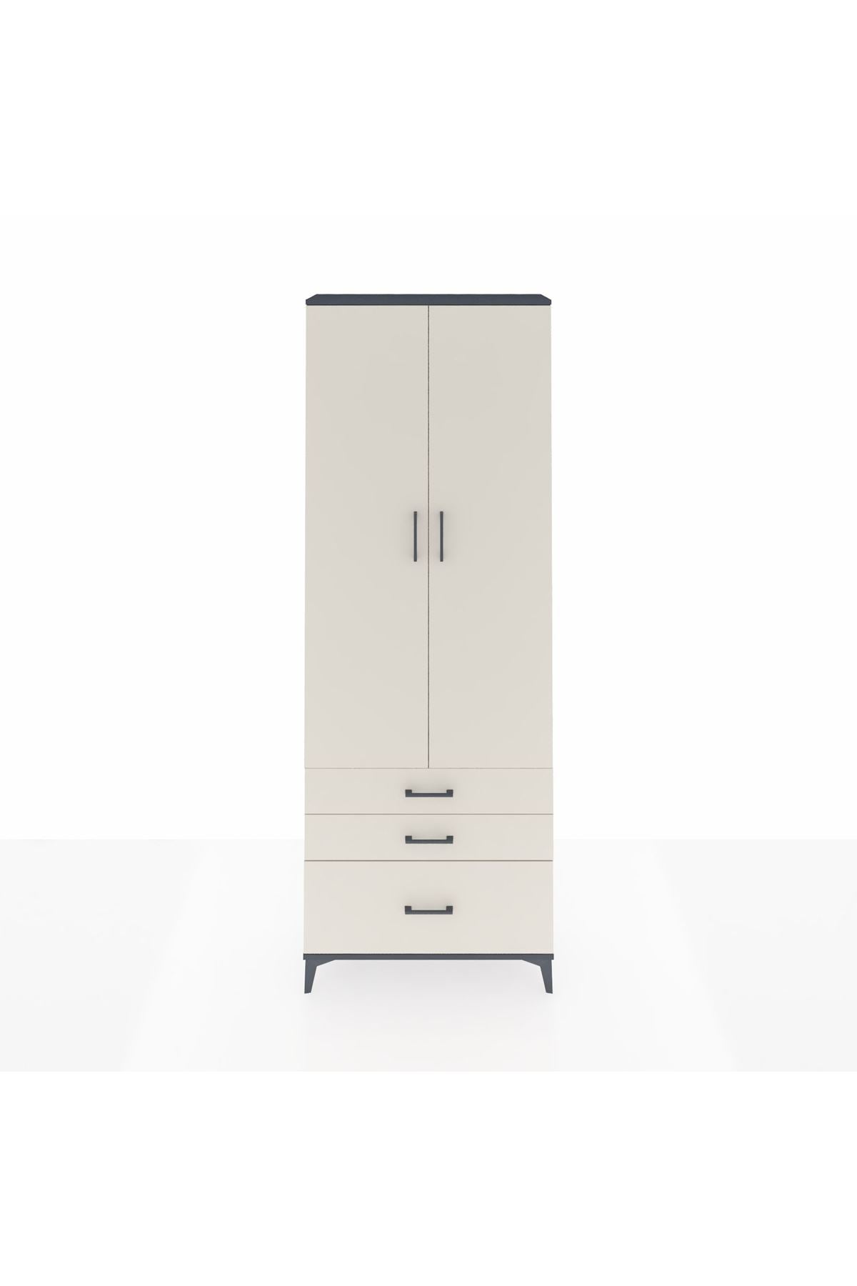 Arges Dolap Tek Raflı 3 Çekmeceli Tek Askılı 88x30x243 - S33M305V4A