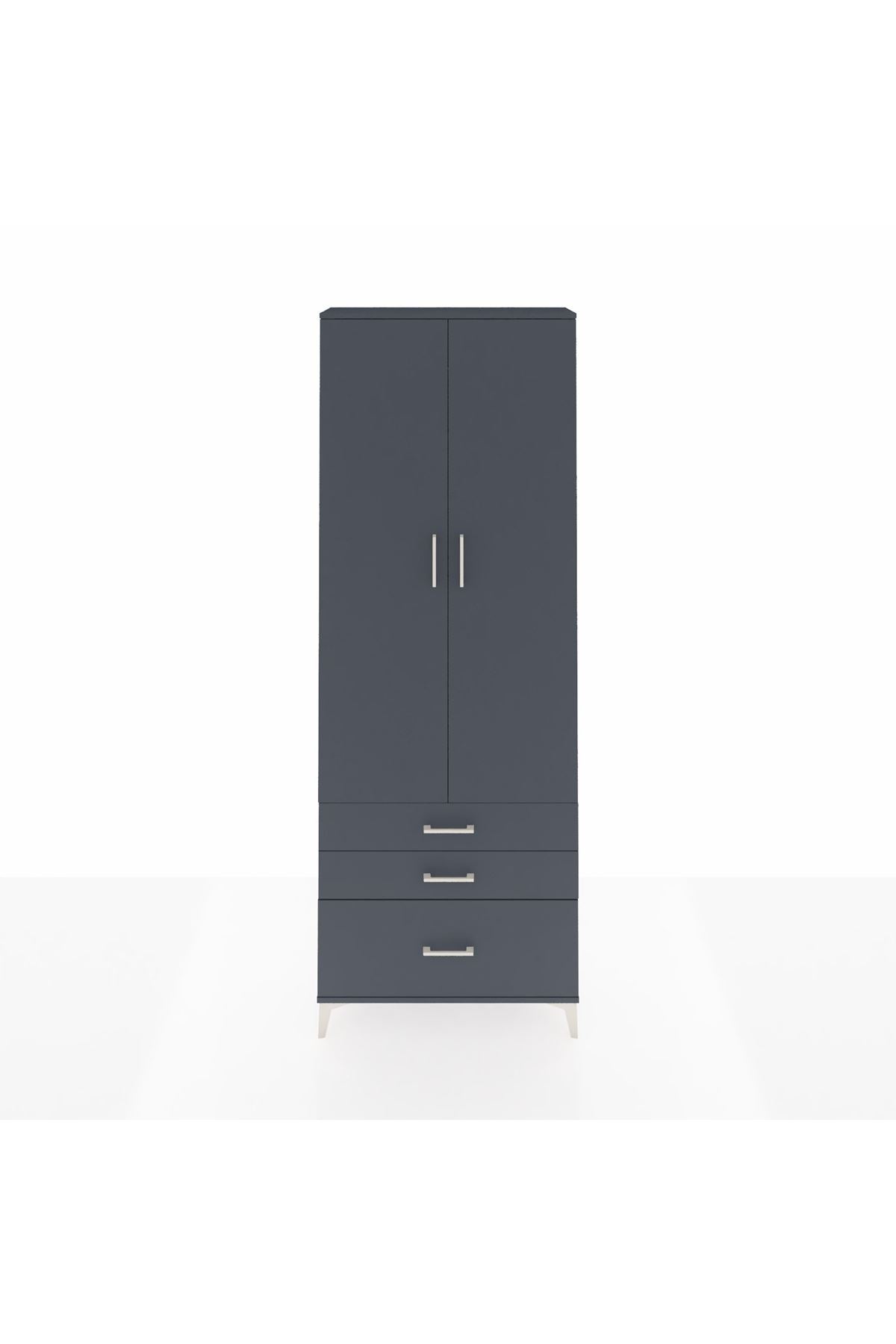 Arges Dolap Tek Raflı 3 Çekmeceli Tek Askılı 88x30x243 - S33M305V5A