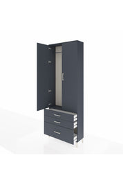 Arges Dolap Tek Raflı 3 Çekmeceli Tek Askılı 88x30x243 - S33M305V5A