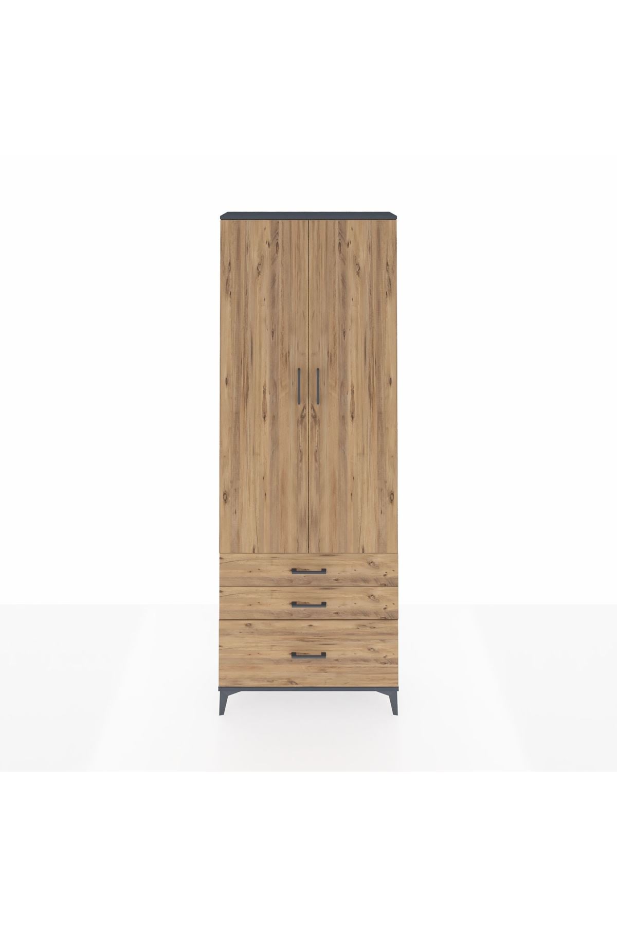 Arges Dolap Tek Raflı 3 Çekmeceli Tek Askılı 88x30x243 - S33M305V6A