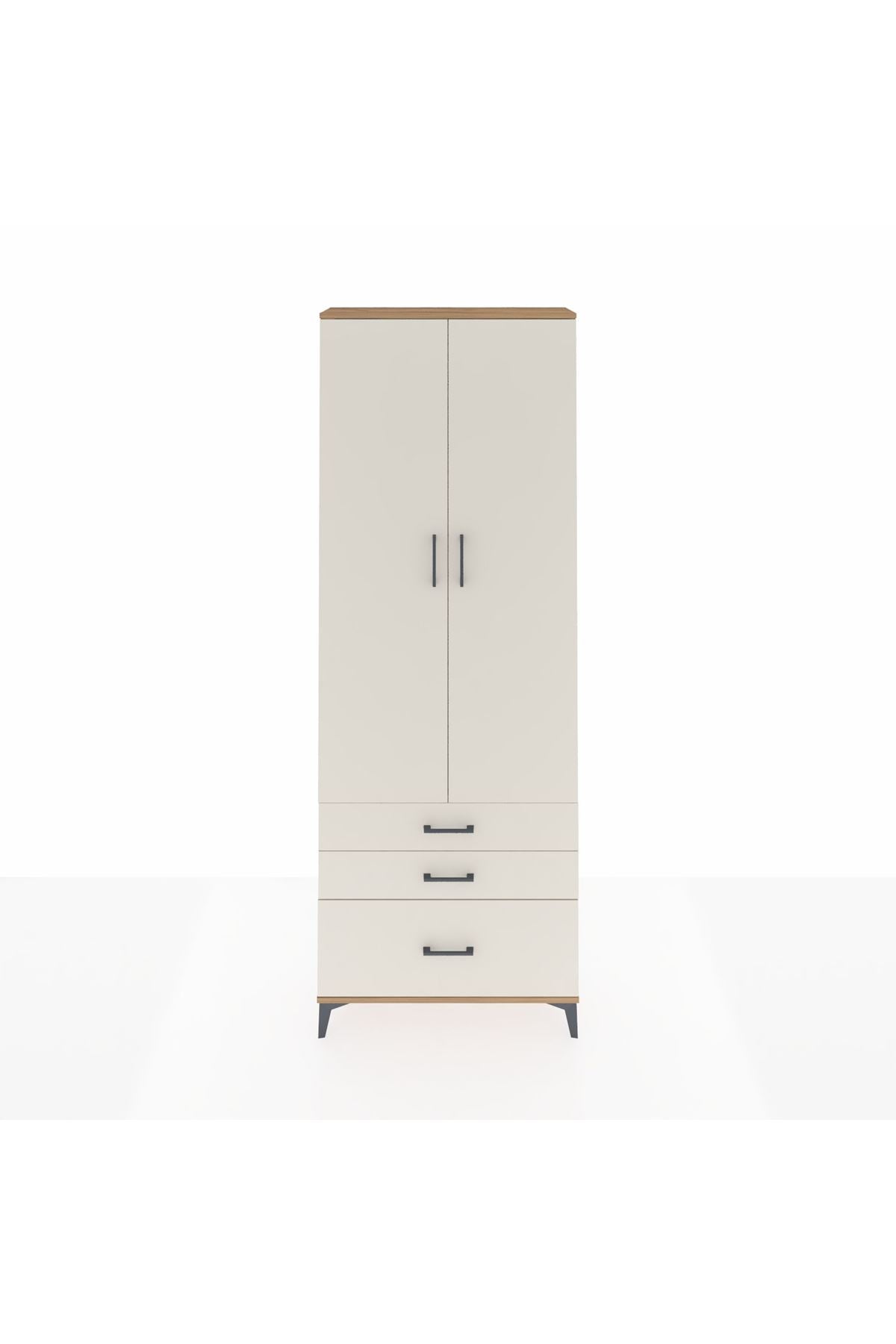 Arges Dolap Tek Raflı 3 Çekmeceli Tek Askılı 88x30x243 - S33M305V7A