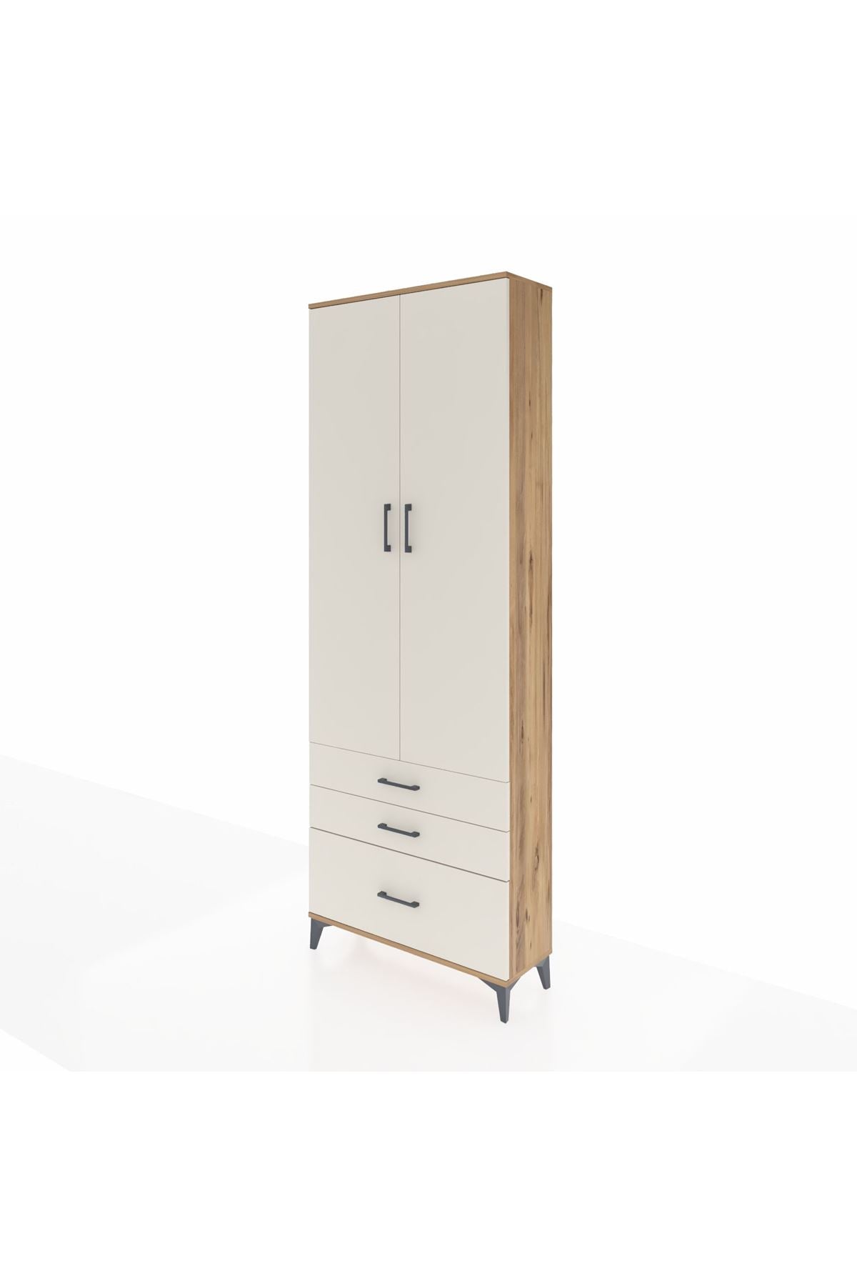 Arges Dolap Tek Raflı 3 Çekmeceli Tek Askılı 88x30x243 - S33M305V7A